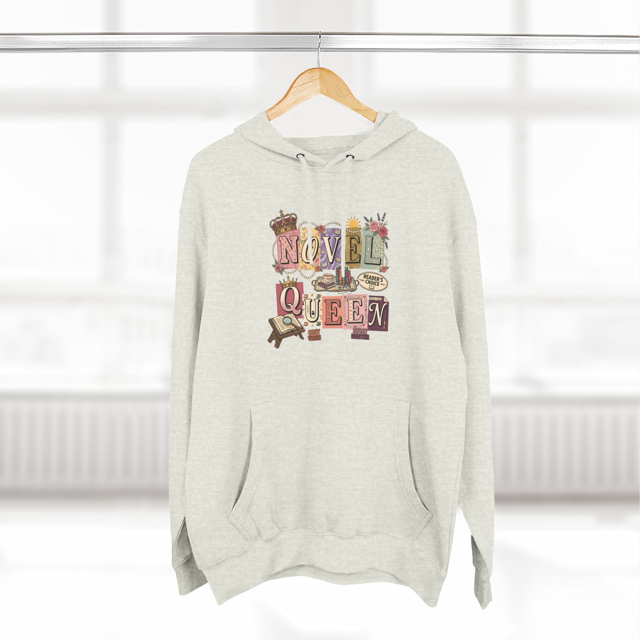 Novel Queen Hoodie — Vintage Book Lover Graphic Pullover