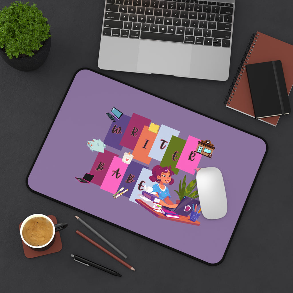 Writer Babe Desk Mat — Cute Purple Writing Desk Pad for Authors & Content Creators