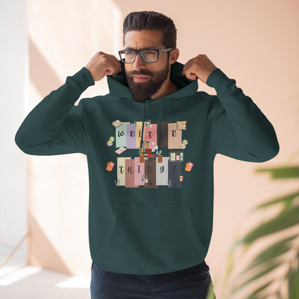 Writer Hoodie — Retro Collage Graphic "Writer Things" Comfort Pullover