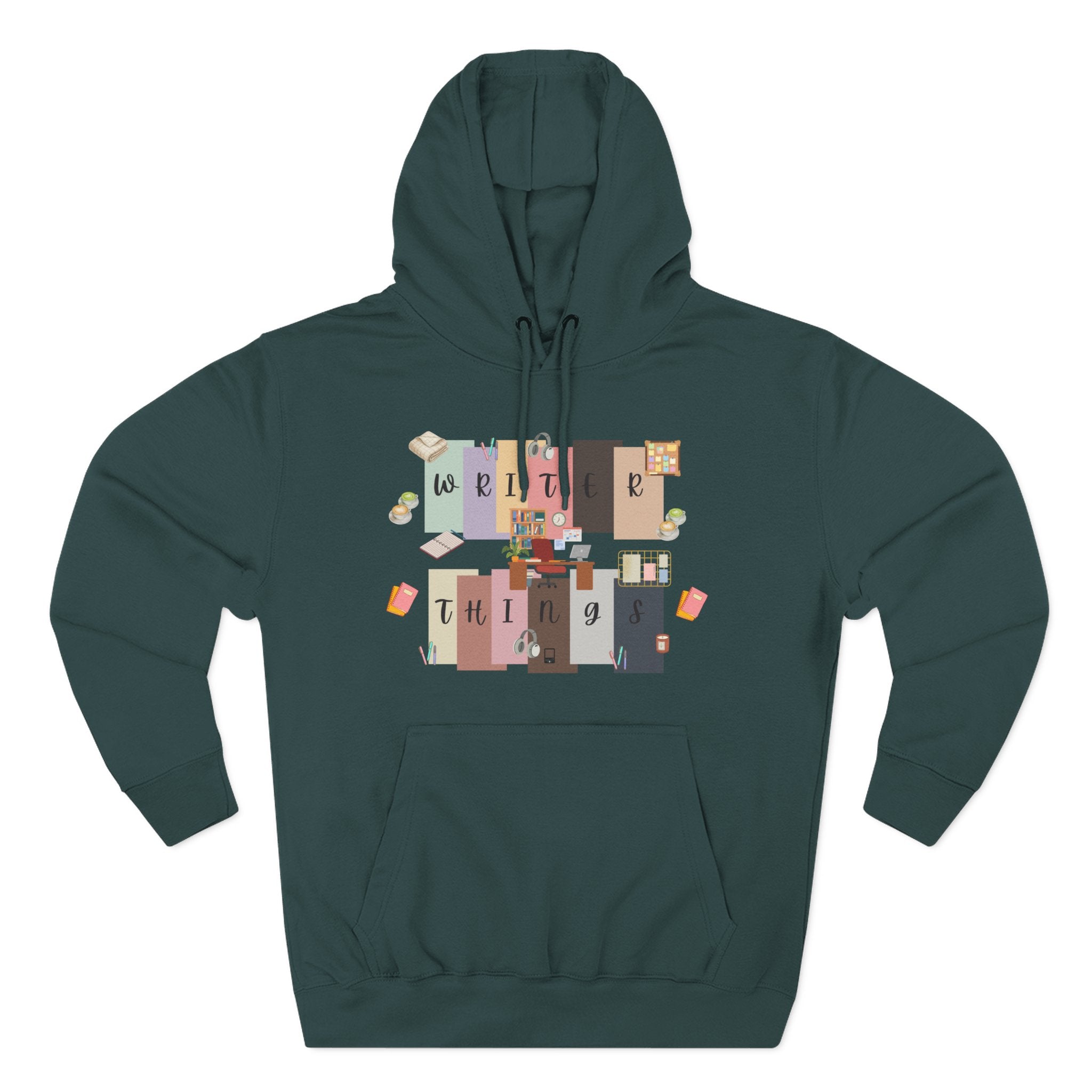 Writer Hoodie — Retro Collage Graphic "Writer Things" Comfort Pullover