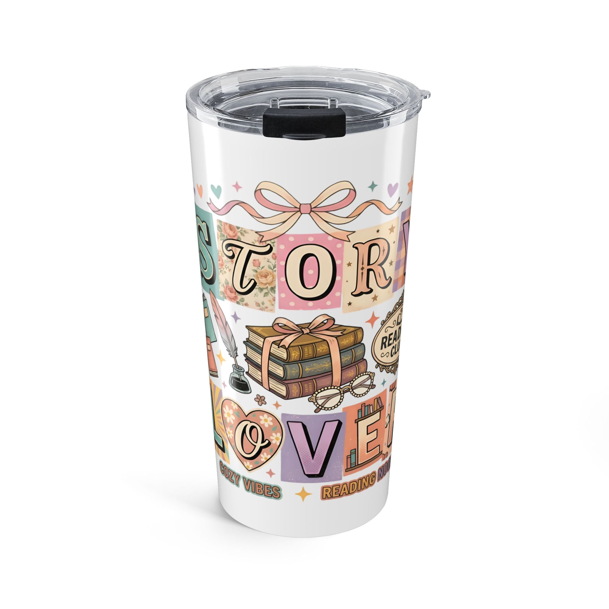 20oz Travel Tumbler — Story Lover Bookish Design (Books, Reading & Cozy Gifts)