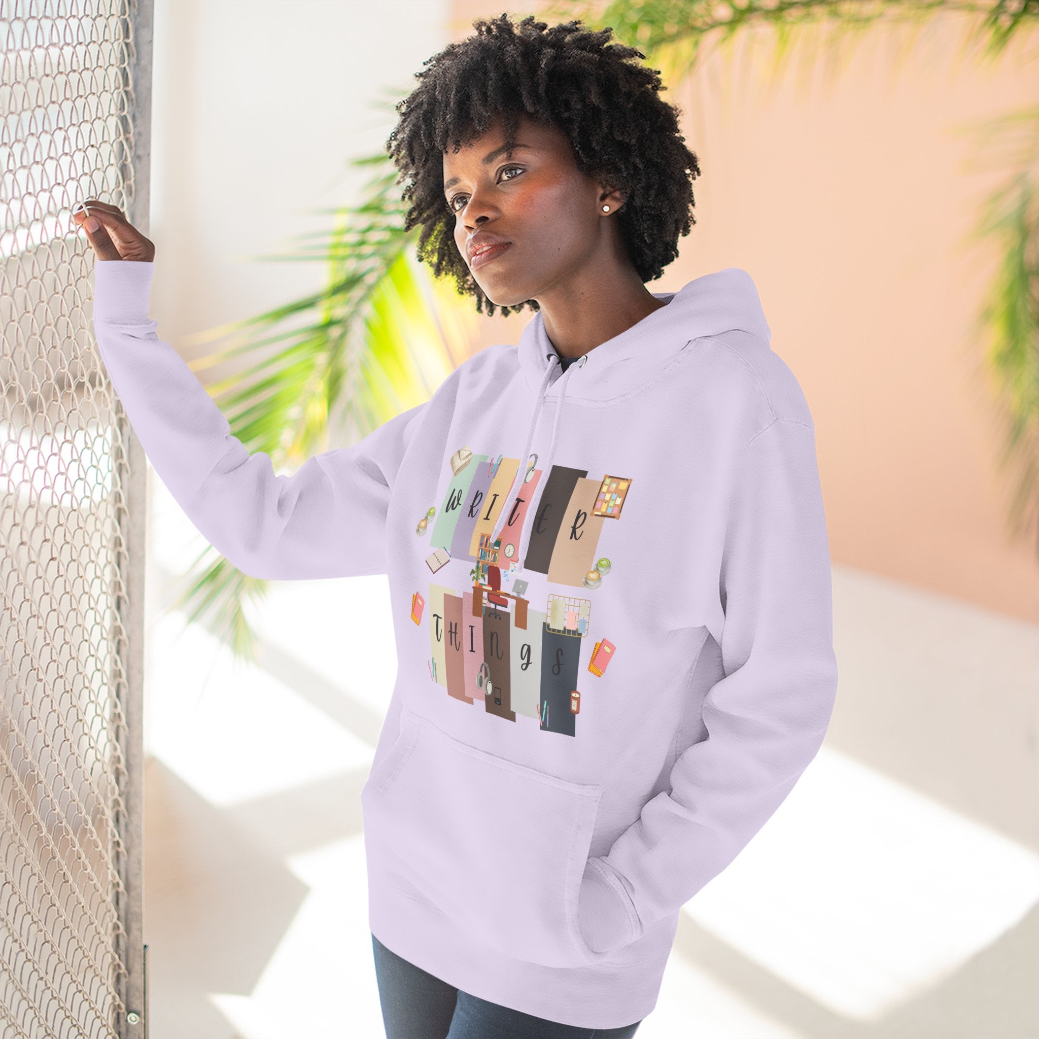 Writer Hoodie — Retro Collage Graphic "Writer Things" Comfort Pullover