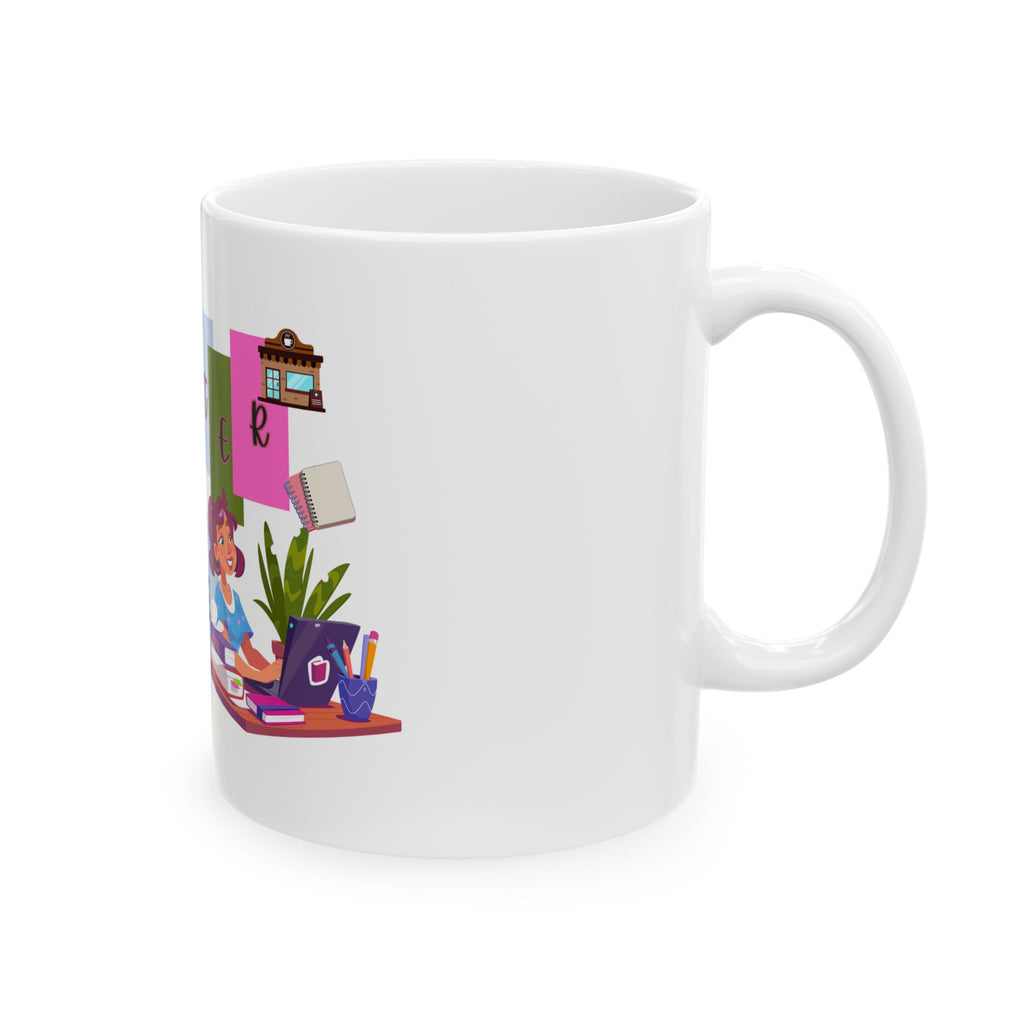 Writer Babe Ceramic Mug — Cute Colorful Writing-themed Coffee Cup (11oz & 15oz)