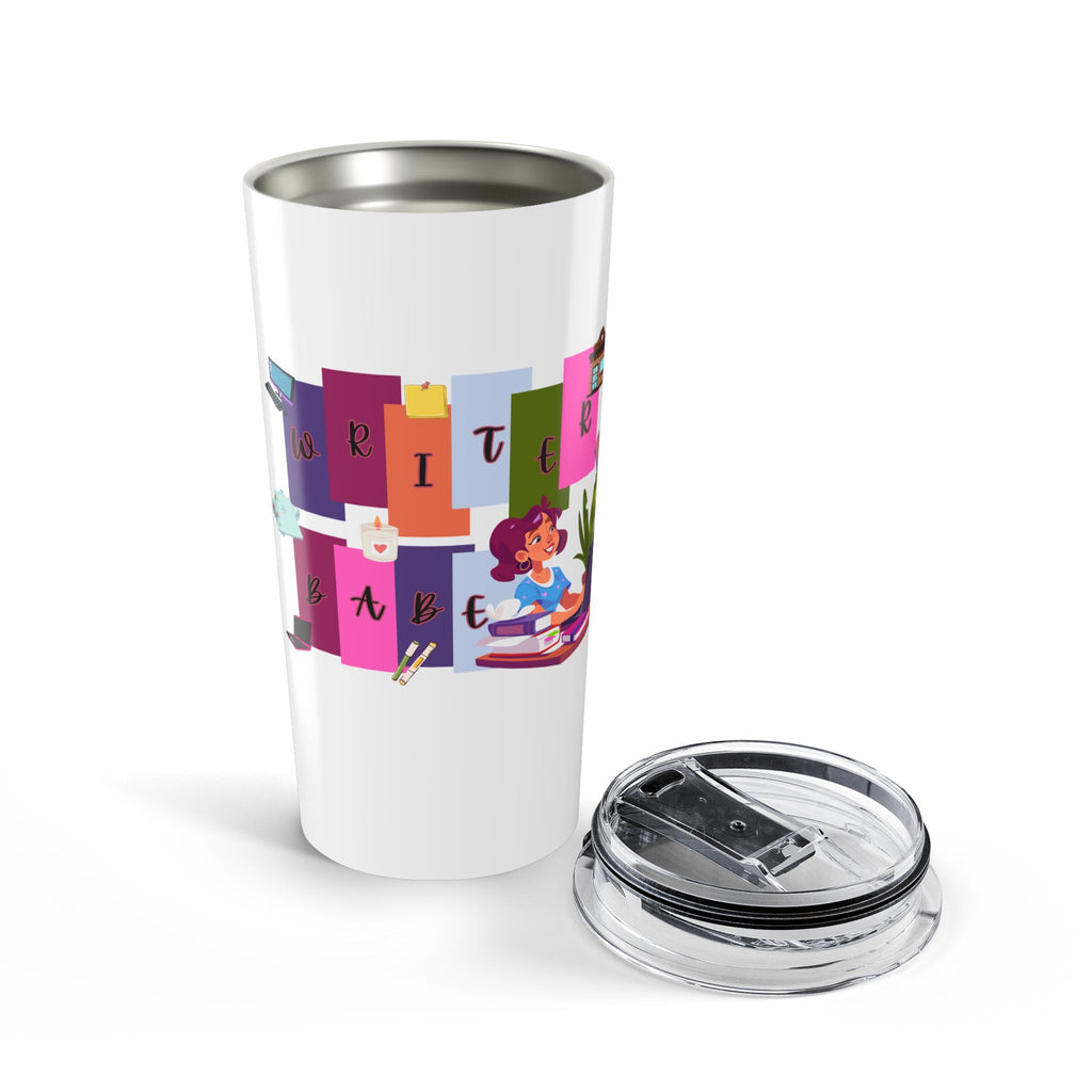 20oz Author Tumbler —Writer Babe Travel Mug with Colorful Books & Reader Design
