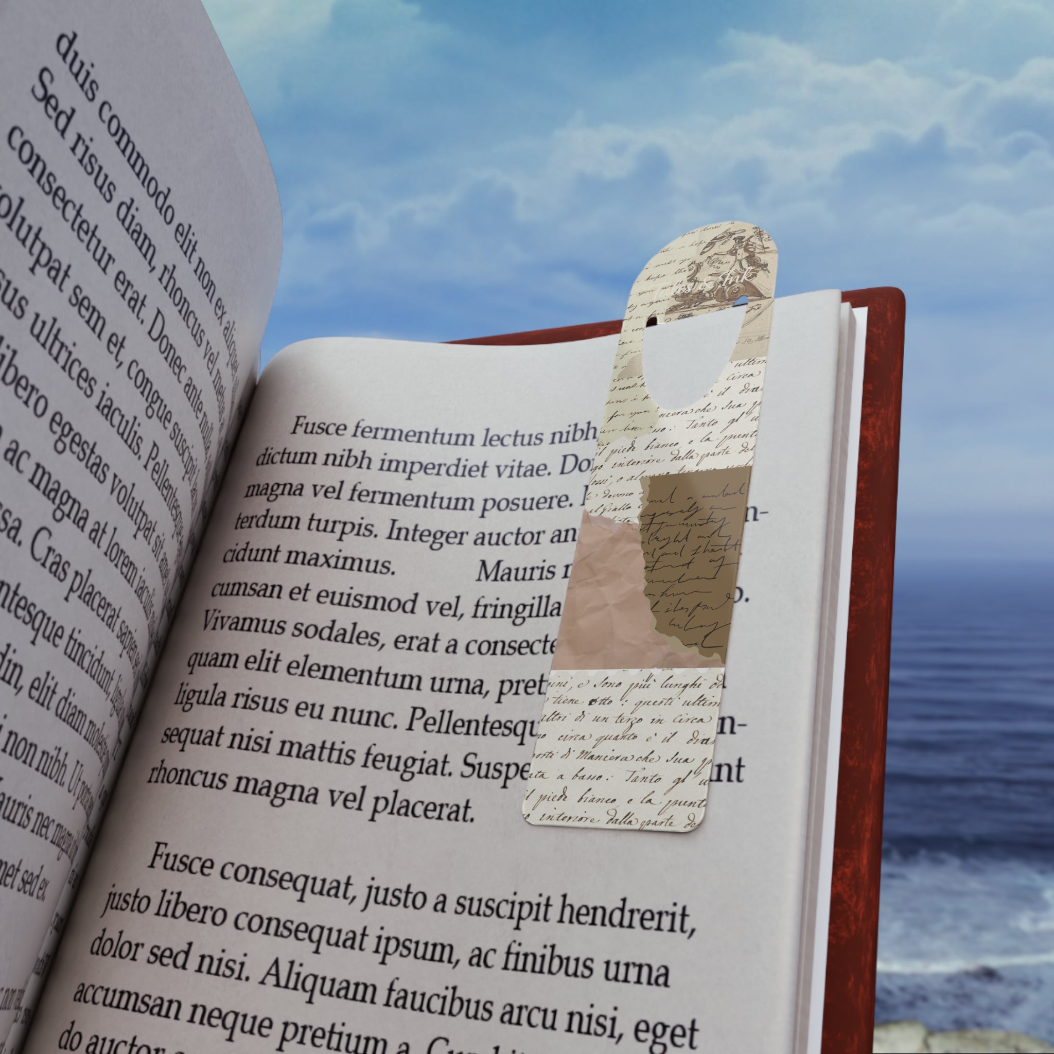 Vintage Script Collage Bookmark — Rustic Literary Page Marker
