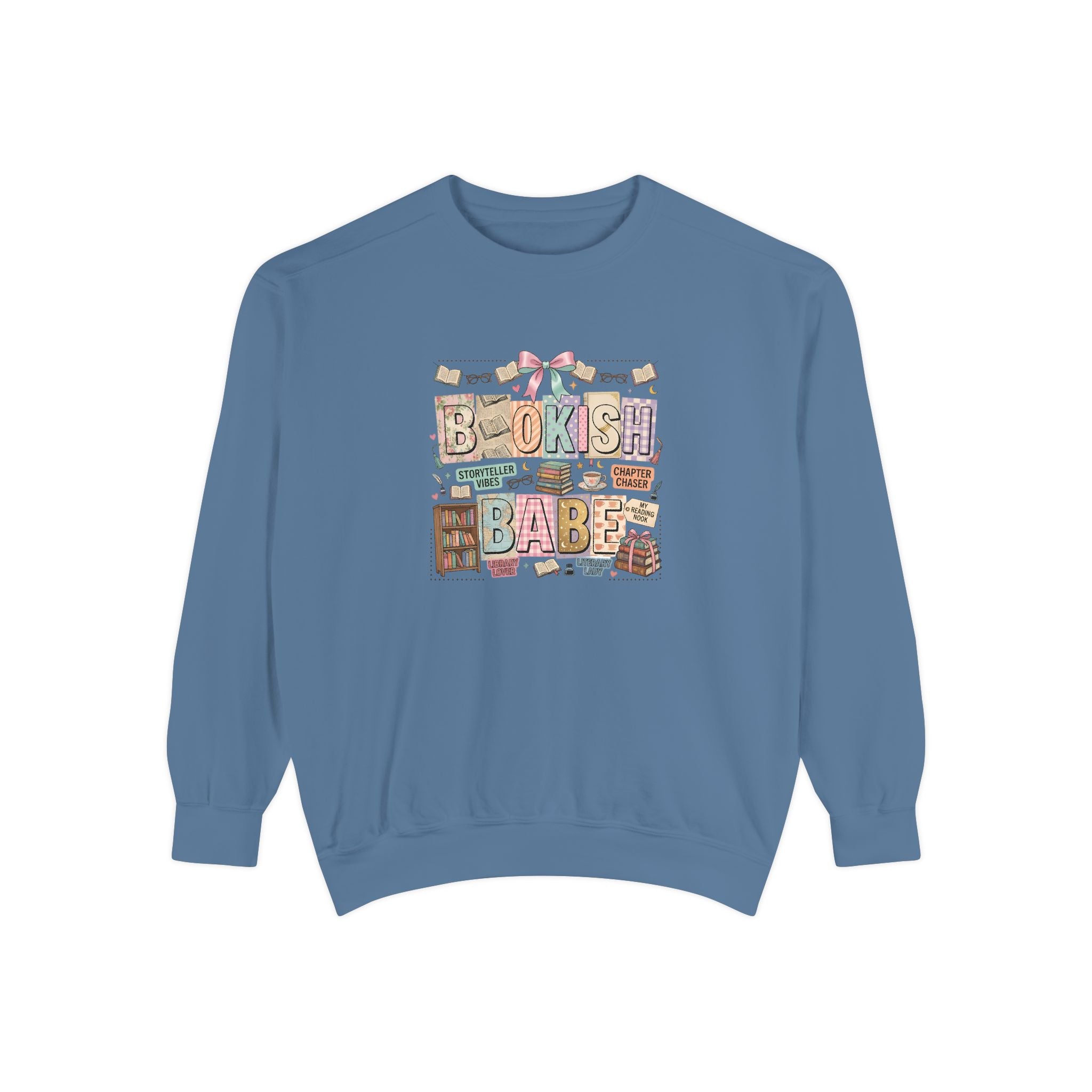 Bookish Babe Sweatshirt — Cute Pastel Reading Graphic Crewneck