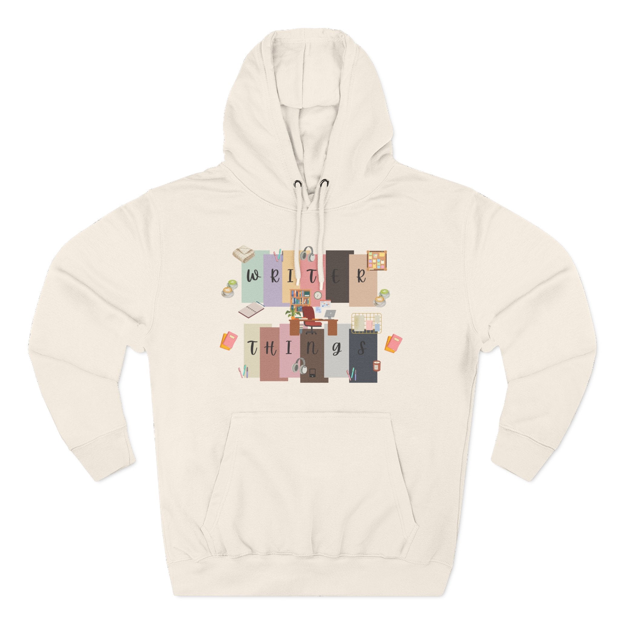 Writer Hoodie — Retro Collage Graphic "Writer Things" Comfort Pullover