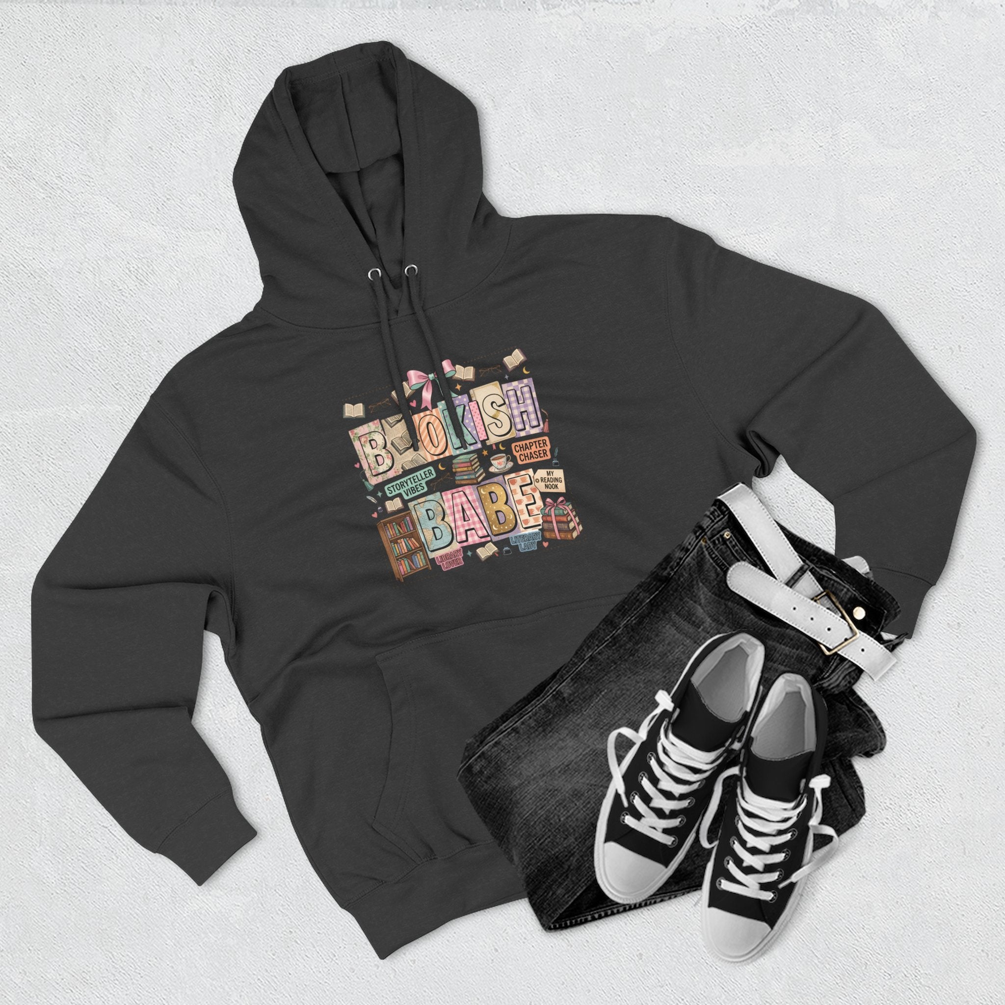 Bookish Babe Hoodie — Bohemian Vintage Collage Graphic Fleece Pullover