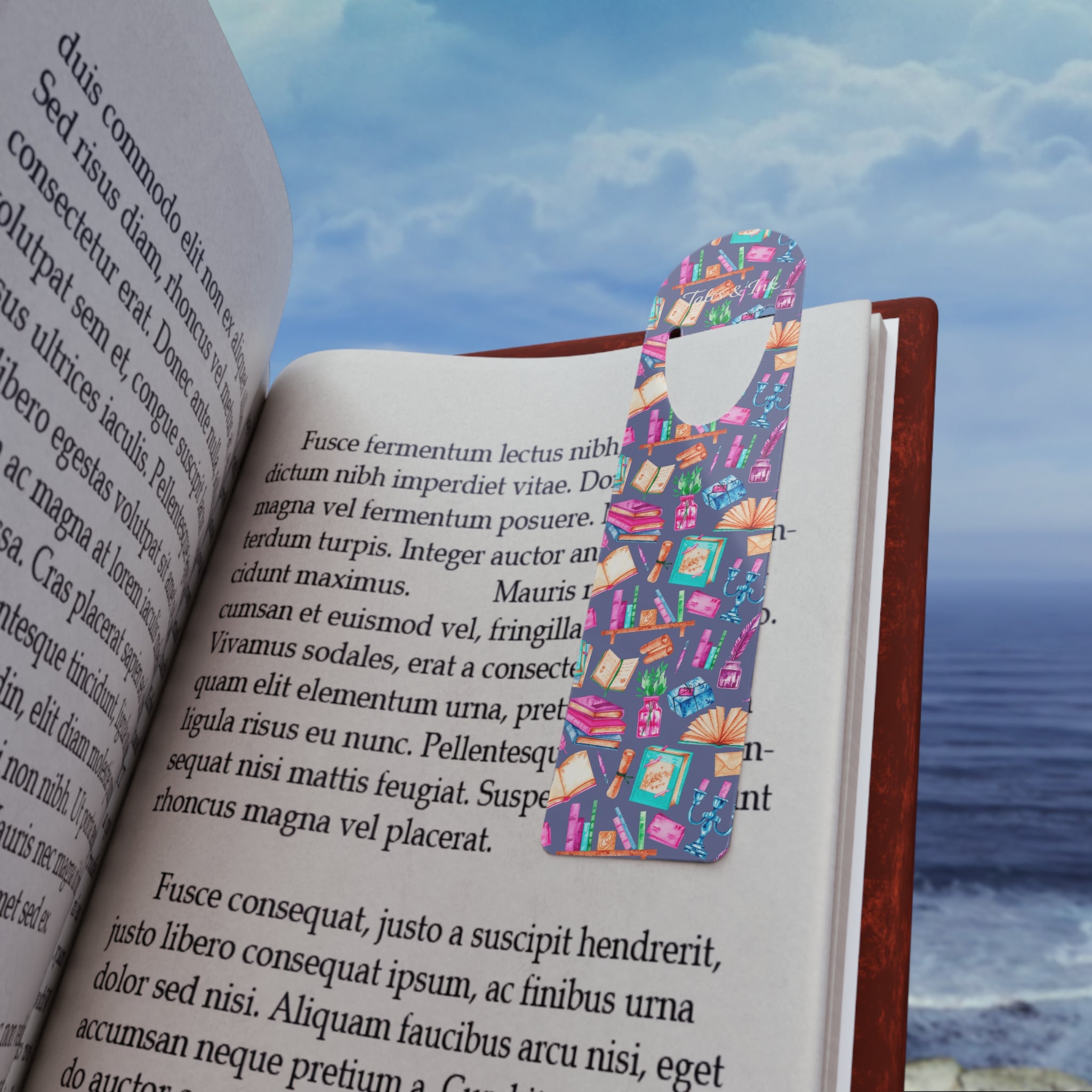 Colorful Booklover Metal Bookmark — Cute Books & Reading Pattern