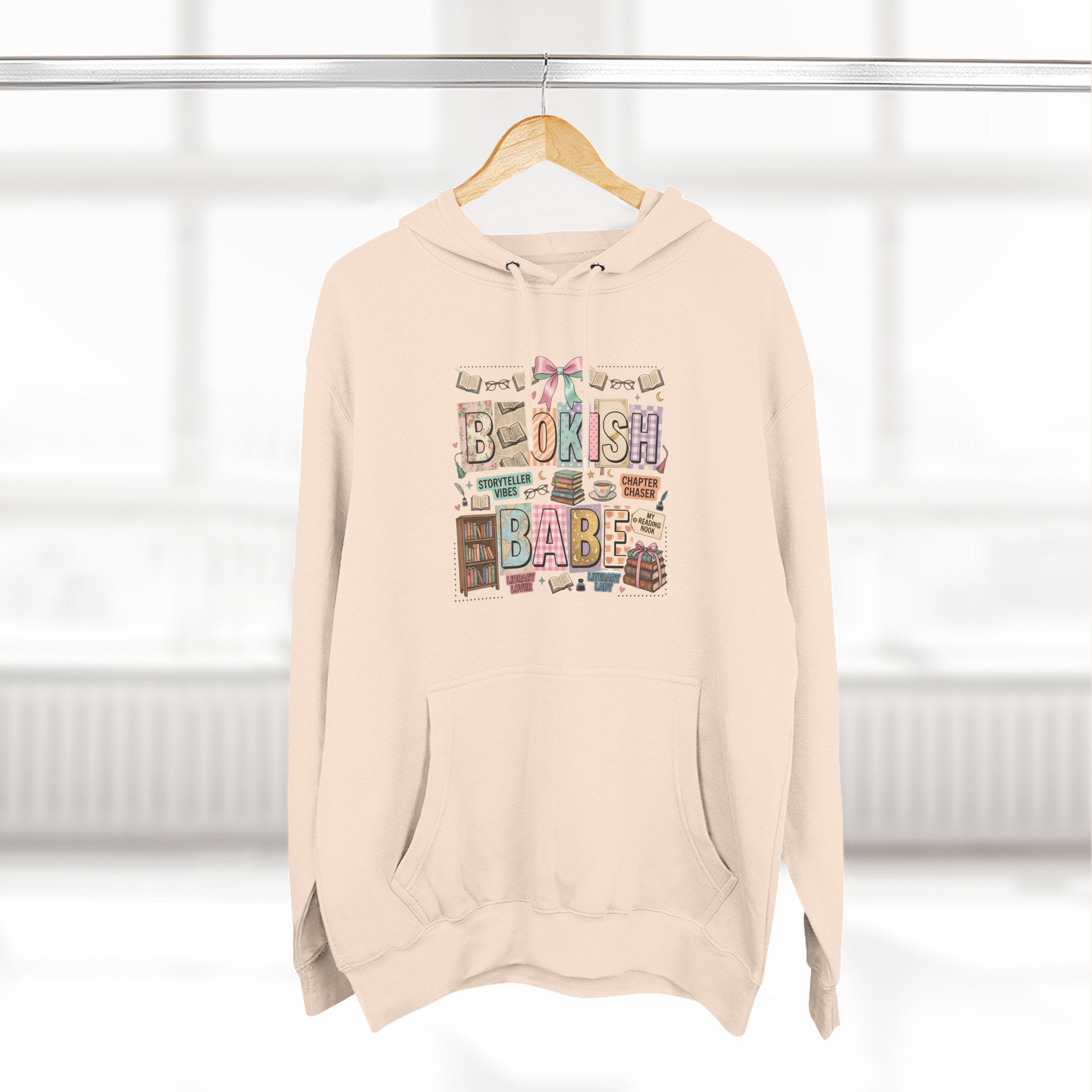 Bookish Babe Hoodie — Bohemian Vintage Collage Graphic Fleece Pullover