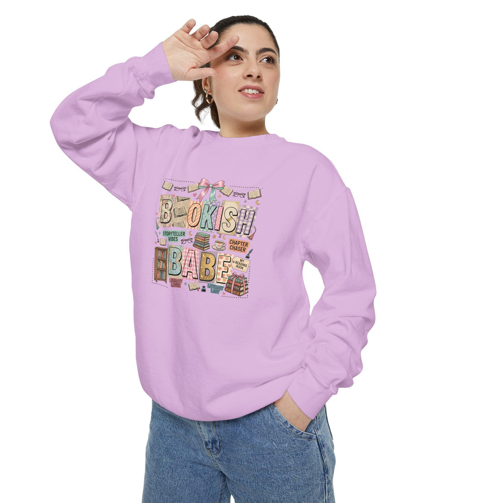 Bookish Babe Sweatshirt — Cute Pastel Reading Graphic Crewneck