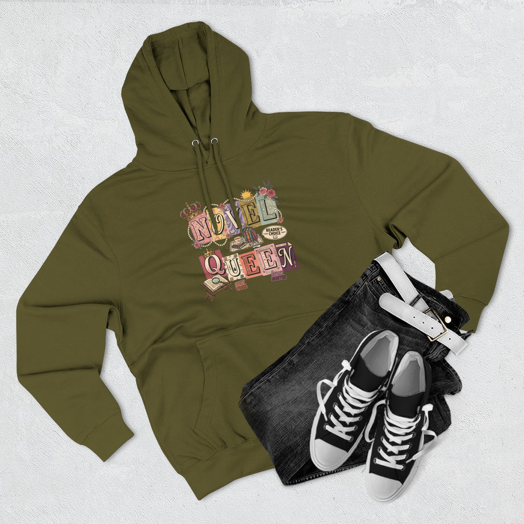 Novel Queen Hoodie — Vintage Book Lover Graphic Pullover