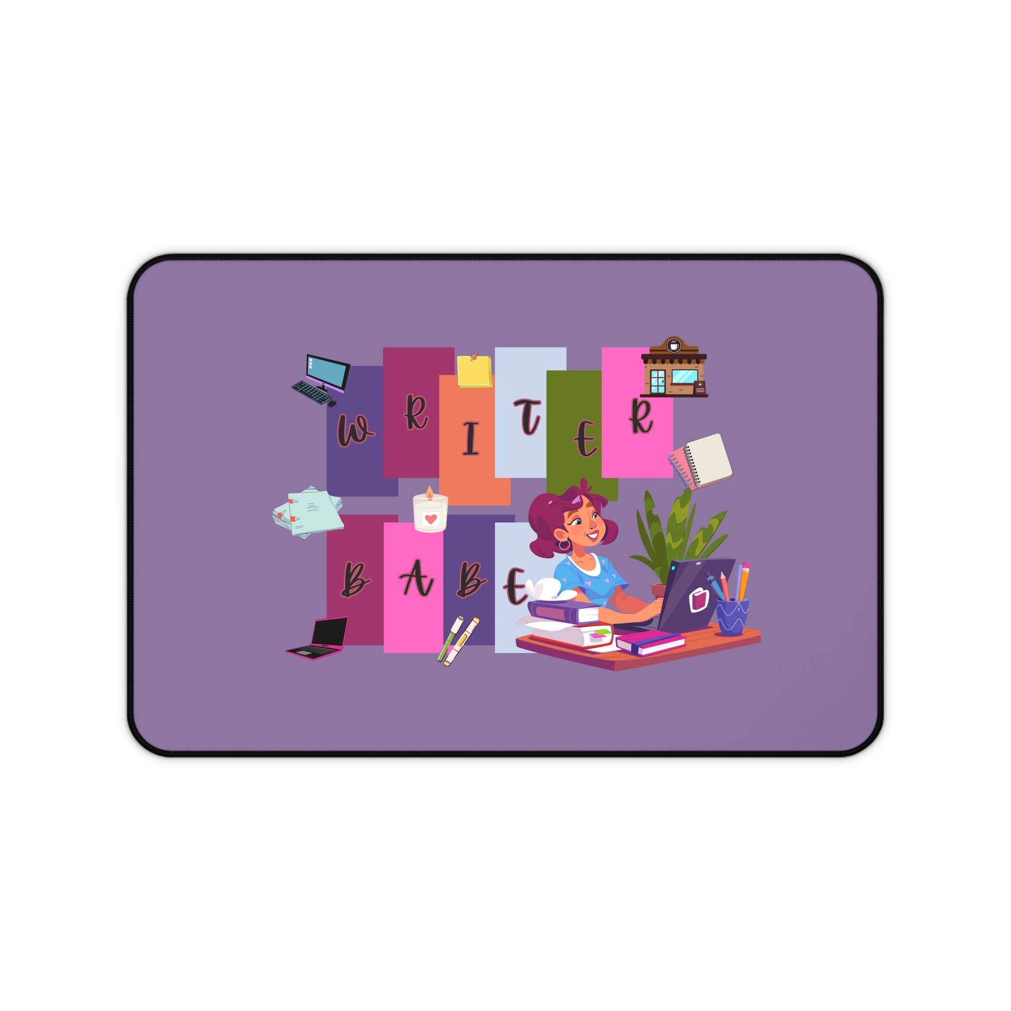 Writer Babe Desk Mat — Cute Purple Writing Desk Pad for Authors & Content Creators