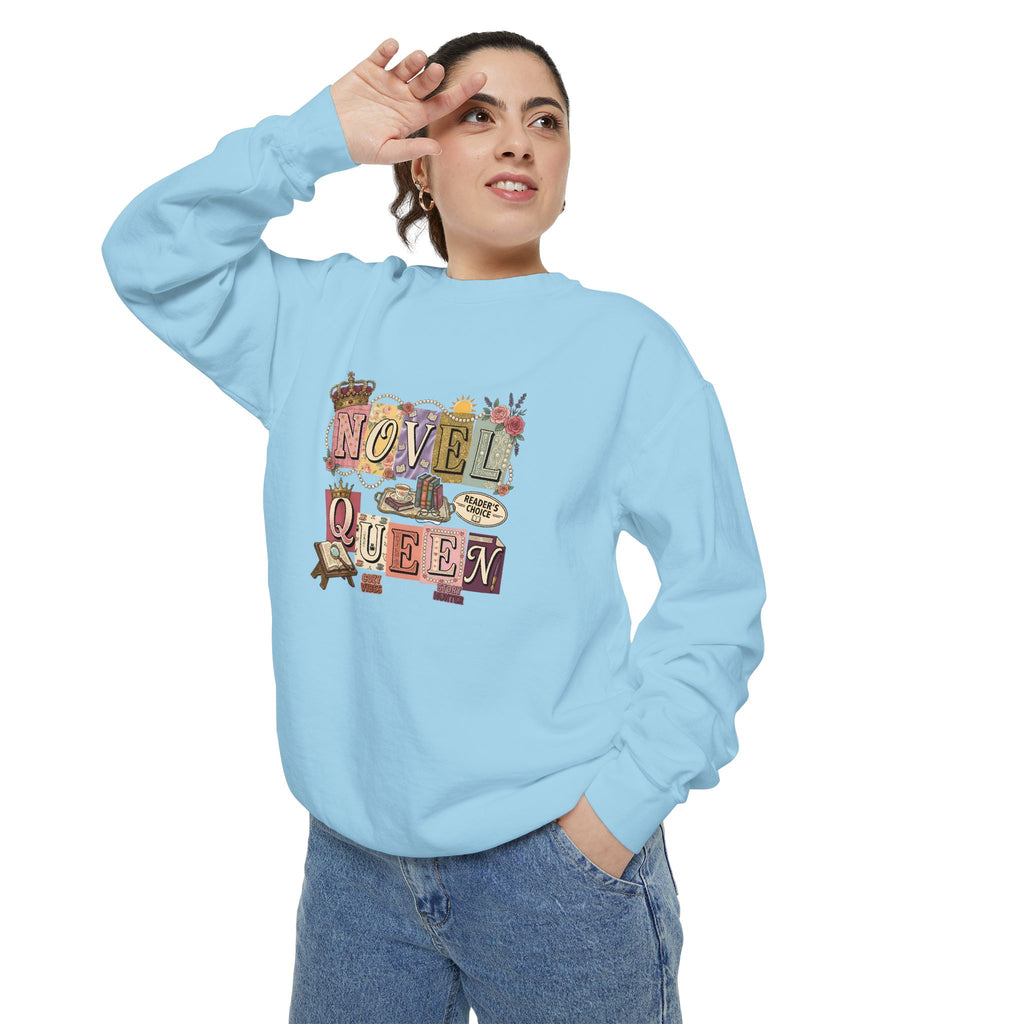 Novel Queen Sweatshirt — Vintage Booklover Literary Graphic Crewneck