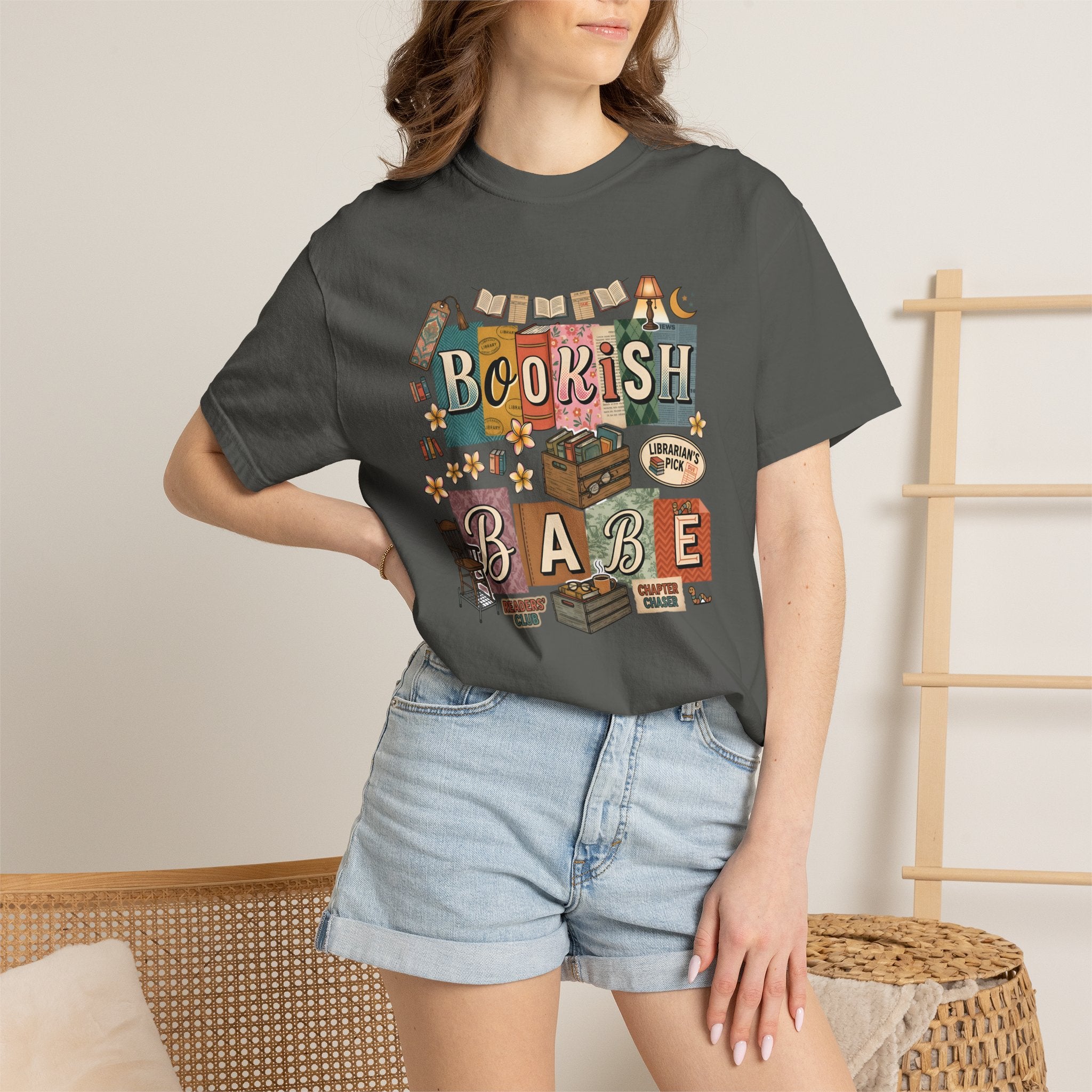 Bookish Babe T-Shirt — Cute Vintage Reading Graphic Tee for Book Lovers
