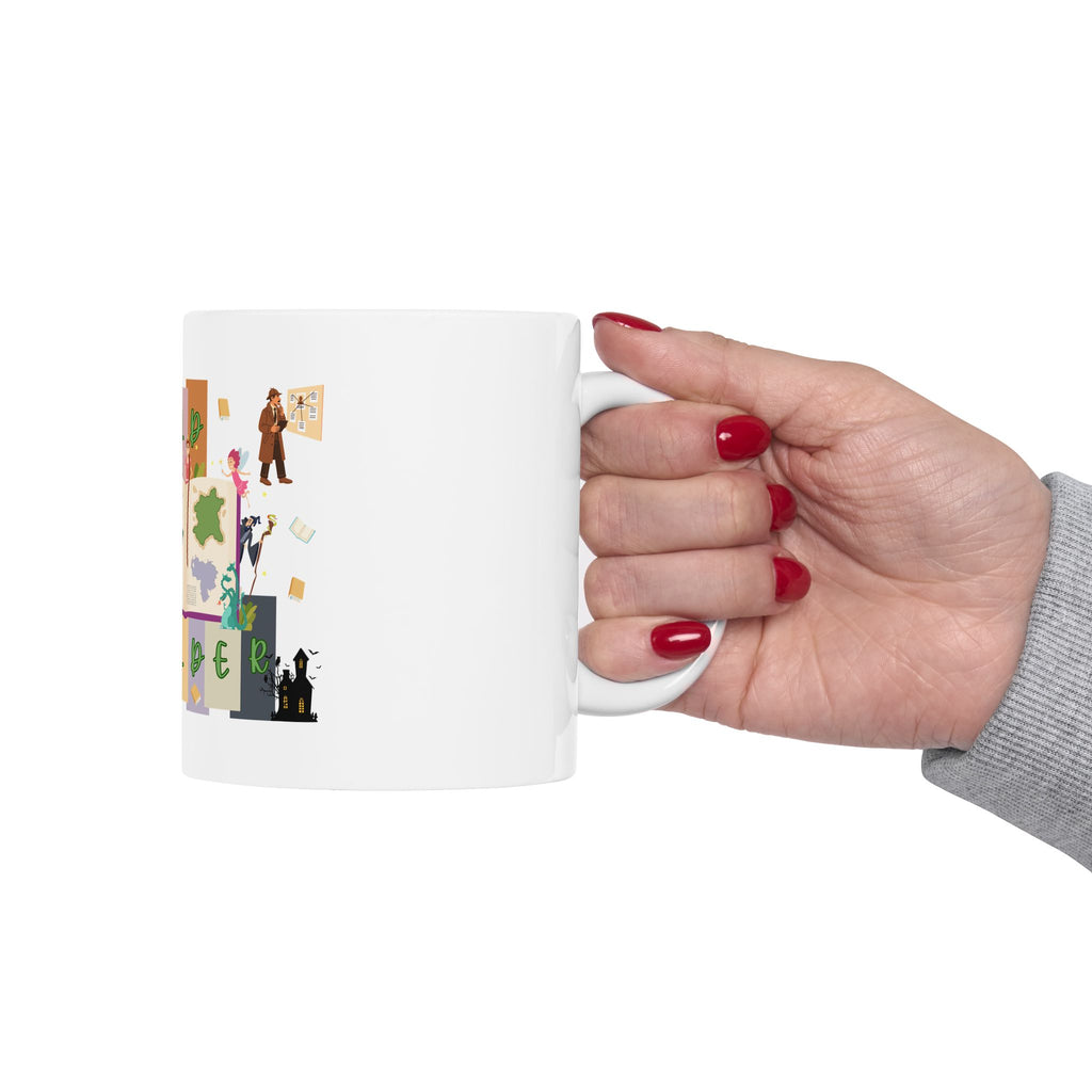 World Builder Ceramic Mug — Illustrated Travel & Creativity Design (11oz, 15oz)