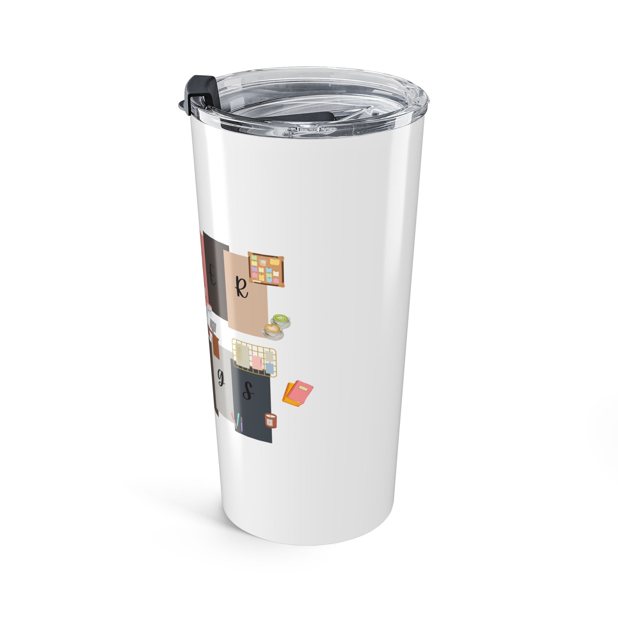 20oz Coffee Tumbler – "Writing Things" Writer Desk Illustration