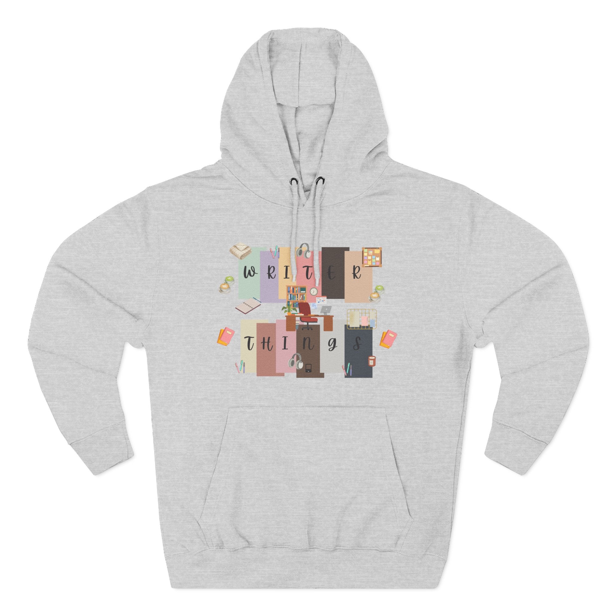 Writer Hoodie — Retro Collage Graphic "Writer Things" Comfort Pullover