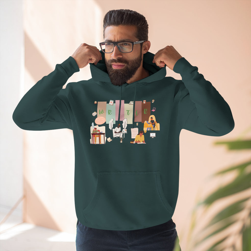 Writer Hoodie — Cozy Typewriter & Notebook Literary Sweatshirt