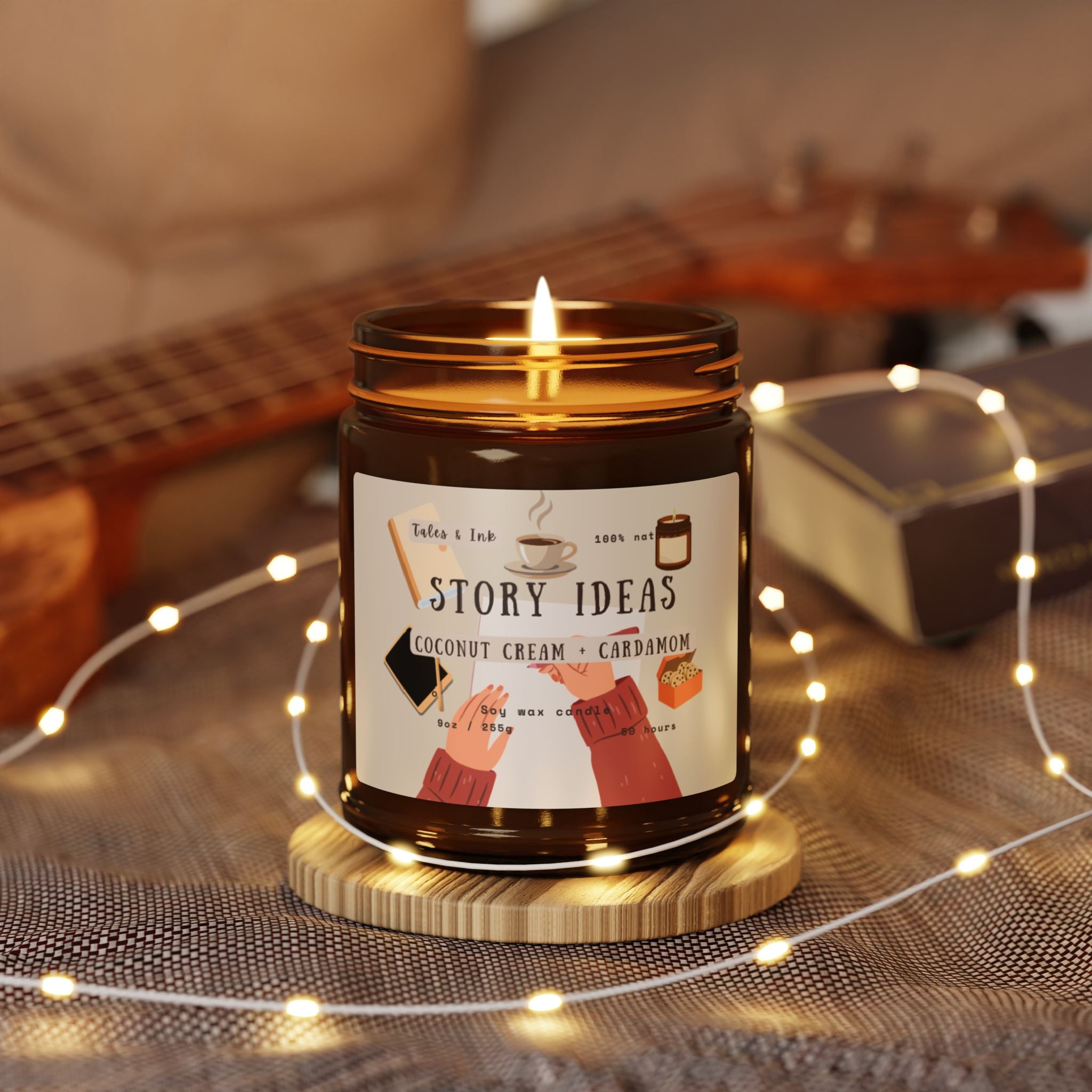 Story Ideas Scented Soy Candle — Coconut Cream & Cardamom Amber Jar