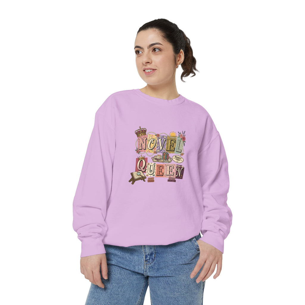 Novel Queen Sweatshirt — Vintage Booklover Literary Graphic Crewneck