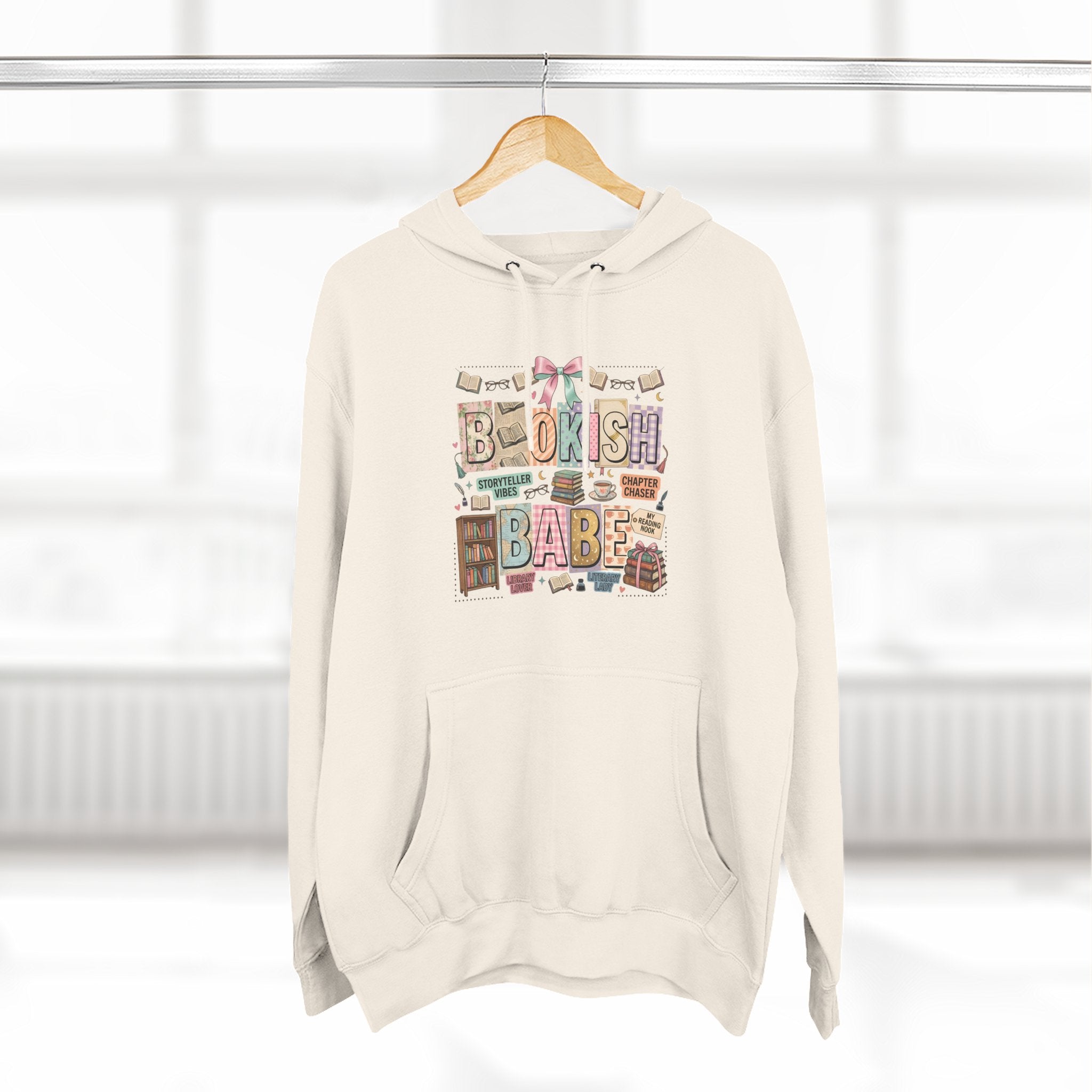 Bookish Babe Hoodie — Bohemian Vintage Collage Graphic Fleece Pullover