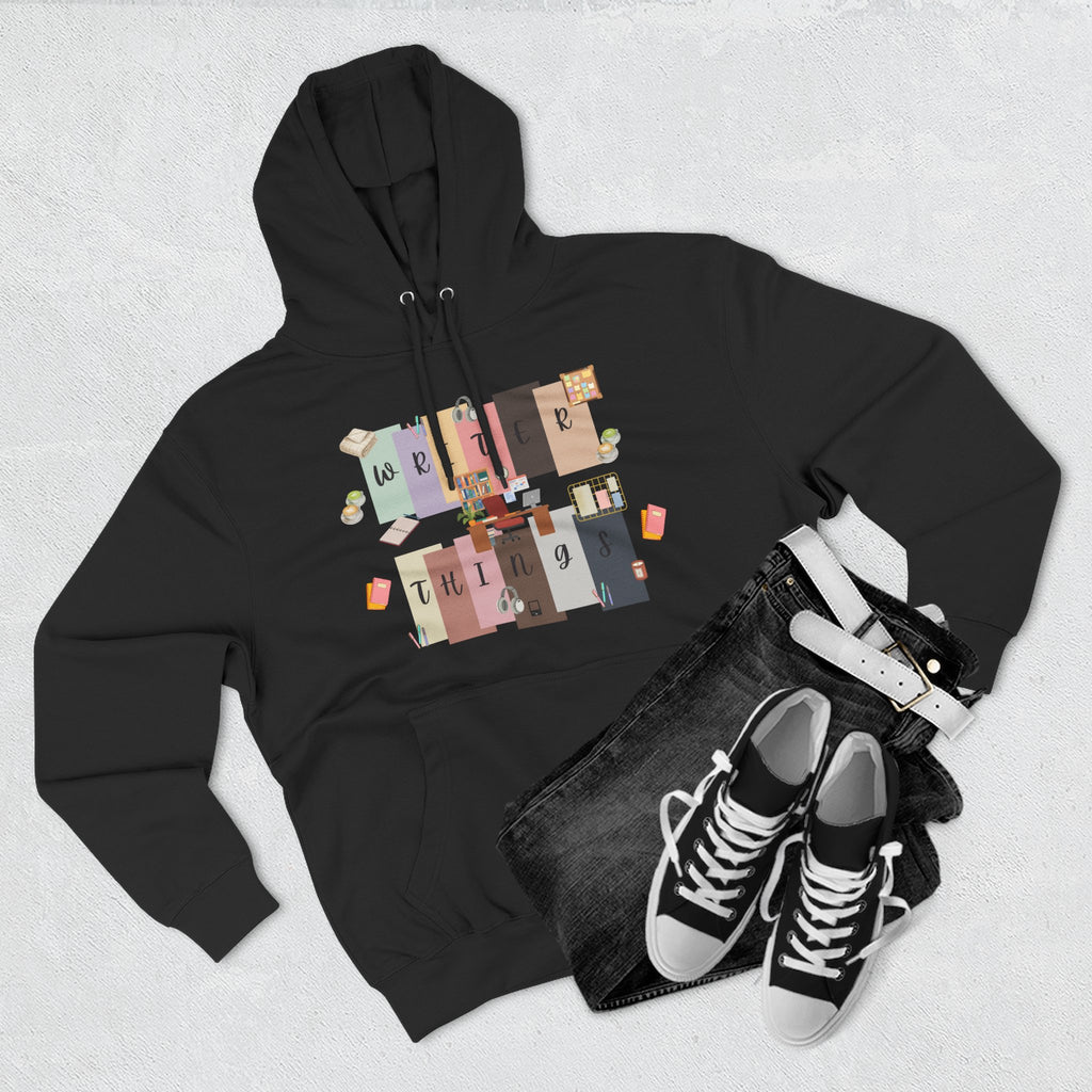 Writer Hoodie — Retro Collage Graphic "Writer Things" Comfort Pullover
