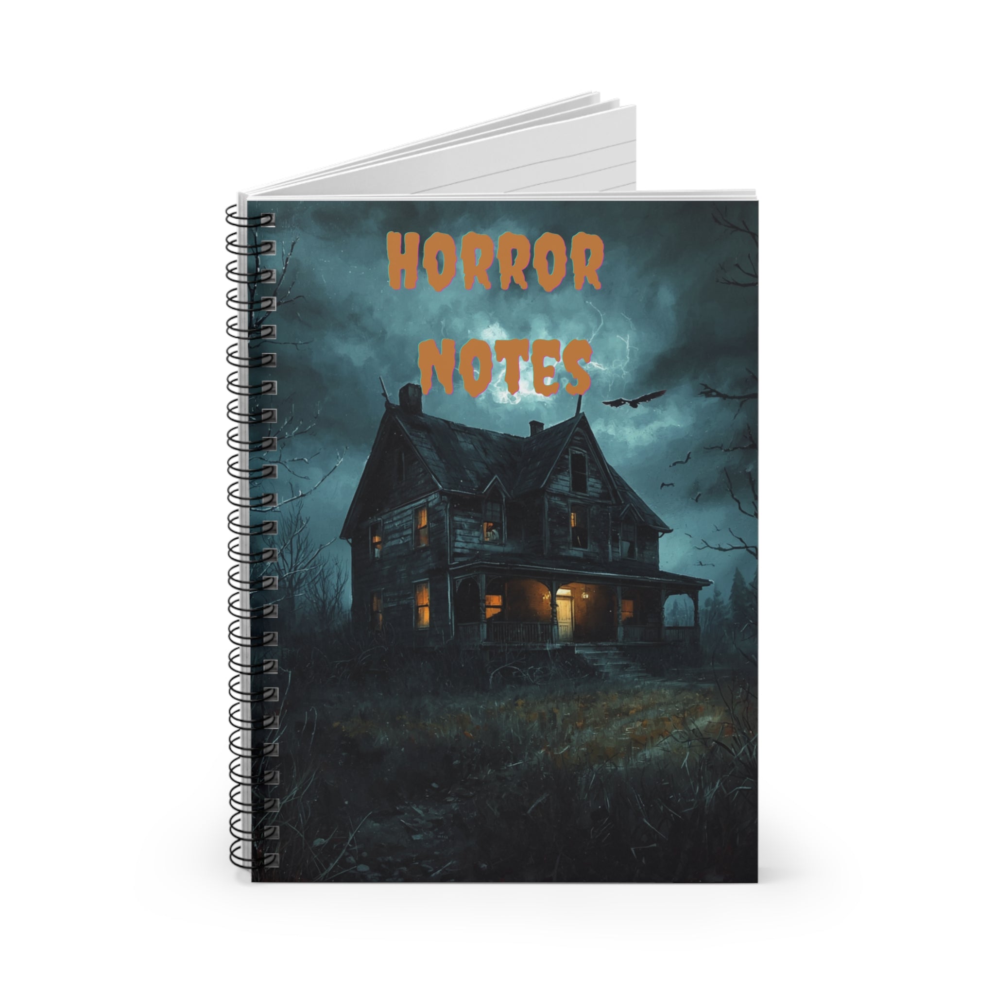 Horror Notes Spiral Notebook — Haunted House Ruled Journal for Halloween & Scary Story Writing