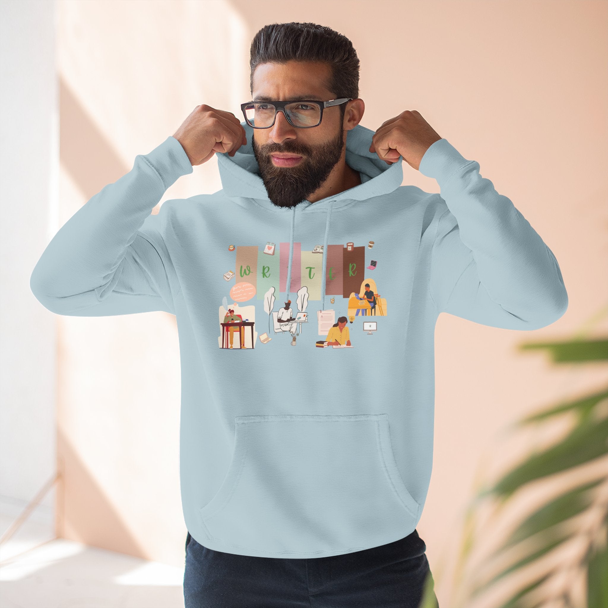 Writer Hoodie — Cozy Typewriter & Notebook Literary Sweatshirt