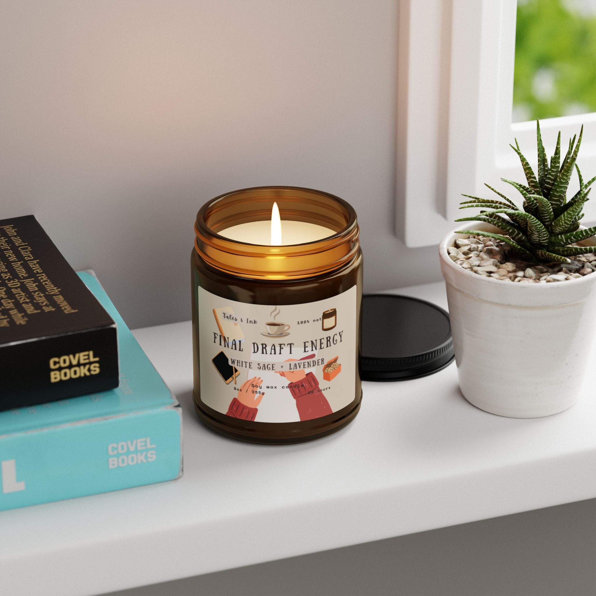 Final Draft Energy Scented Soy Candle — White Sage & Lavender (Amber Jar)