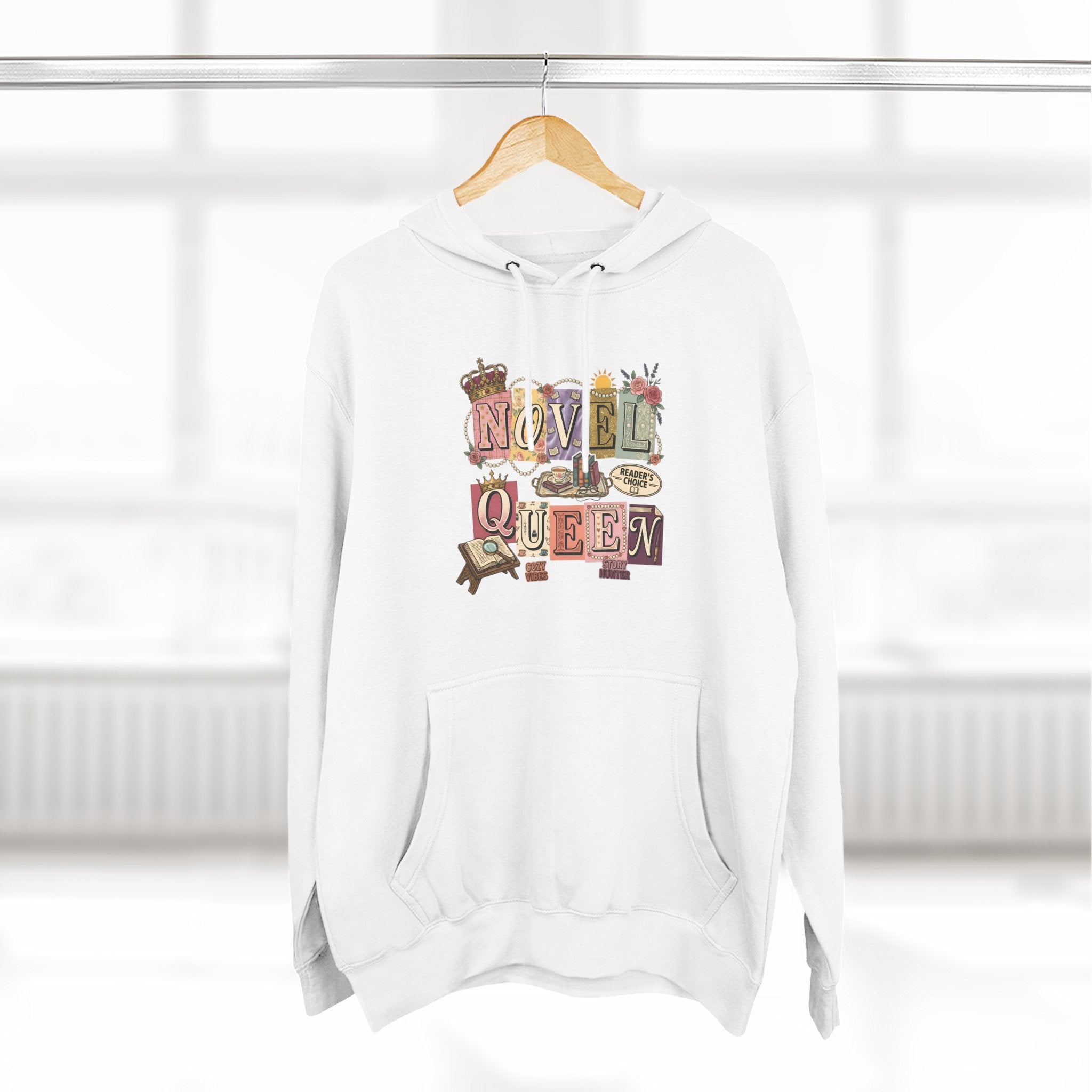 Novel Queen Hoodie — Vintage Book Lover Graphic Pullover