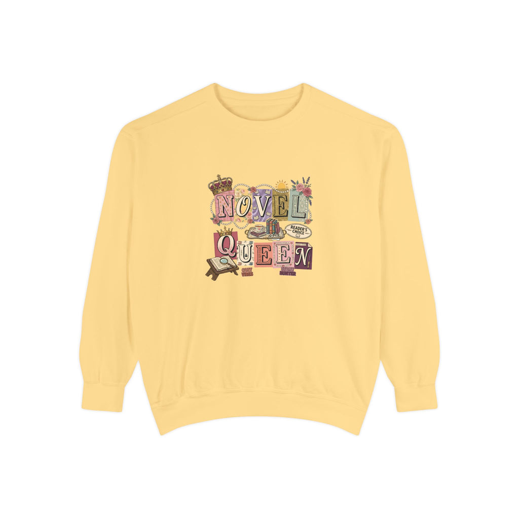 Novel Queen Sweatshirt — Vintage Booklover Literary Graphic Crewneck