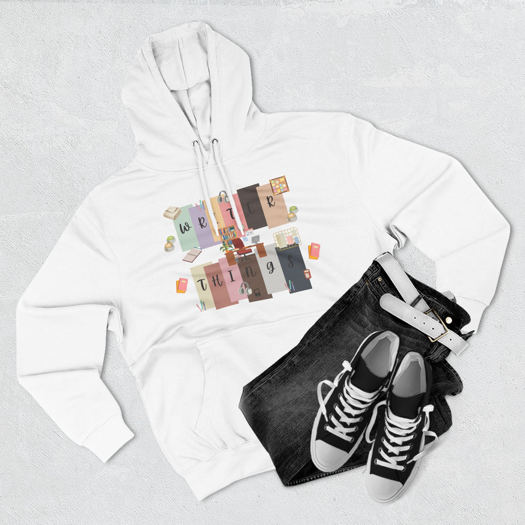 Writer Hoodie — Retro Collage Graphic "Writer Things" Comfort Pullover