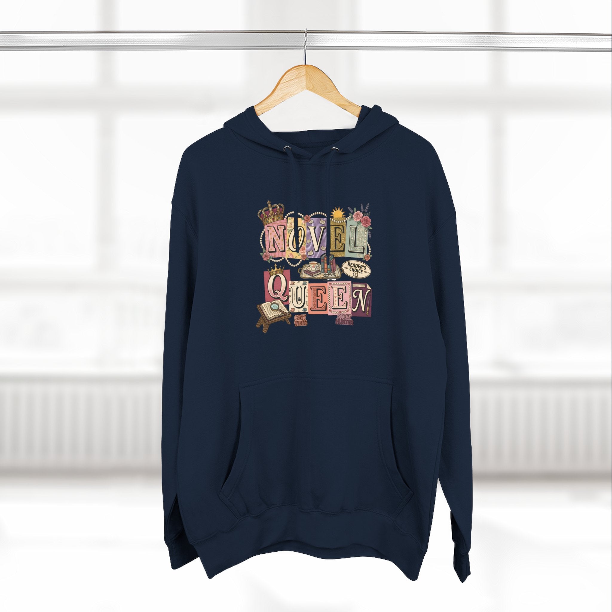 Novel Queen Hoodie — Vintage Book Lover Graphic Pullover
