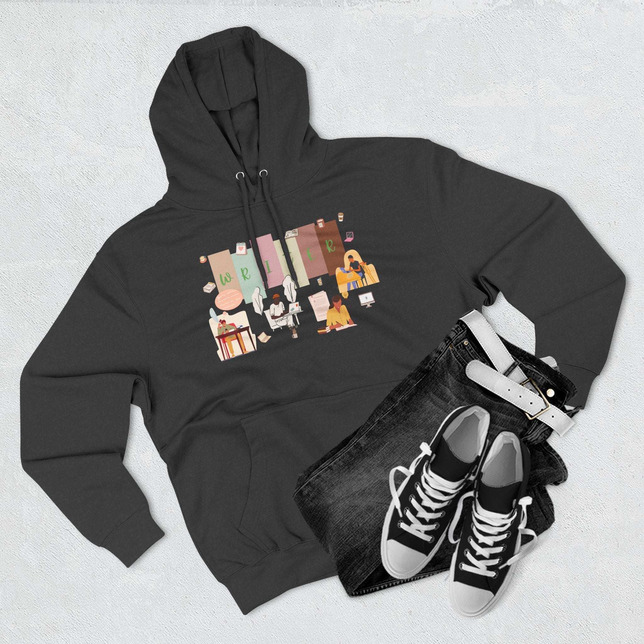 Writer Hoodie — Cozy Typewriter & Notebook Literary Sweatshirt
