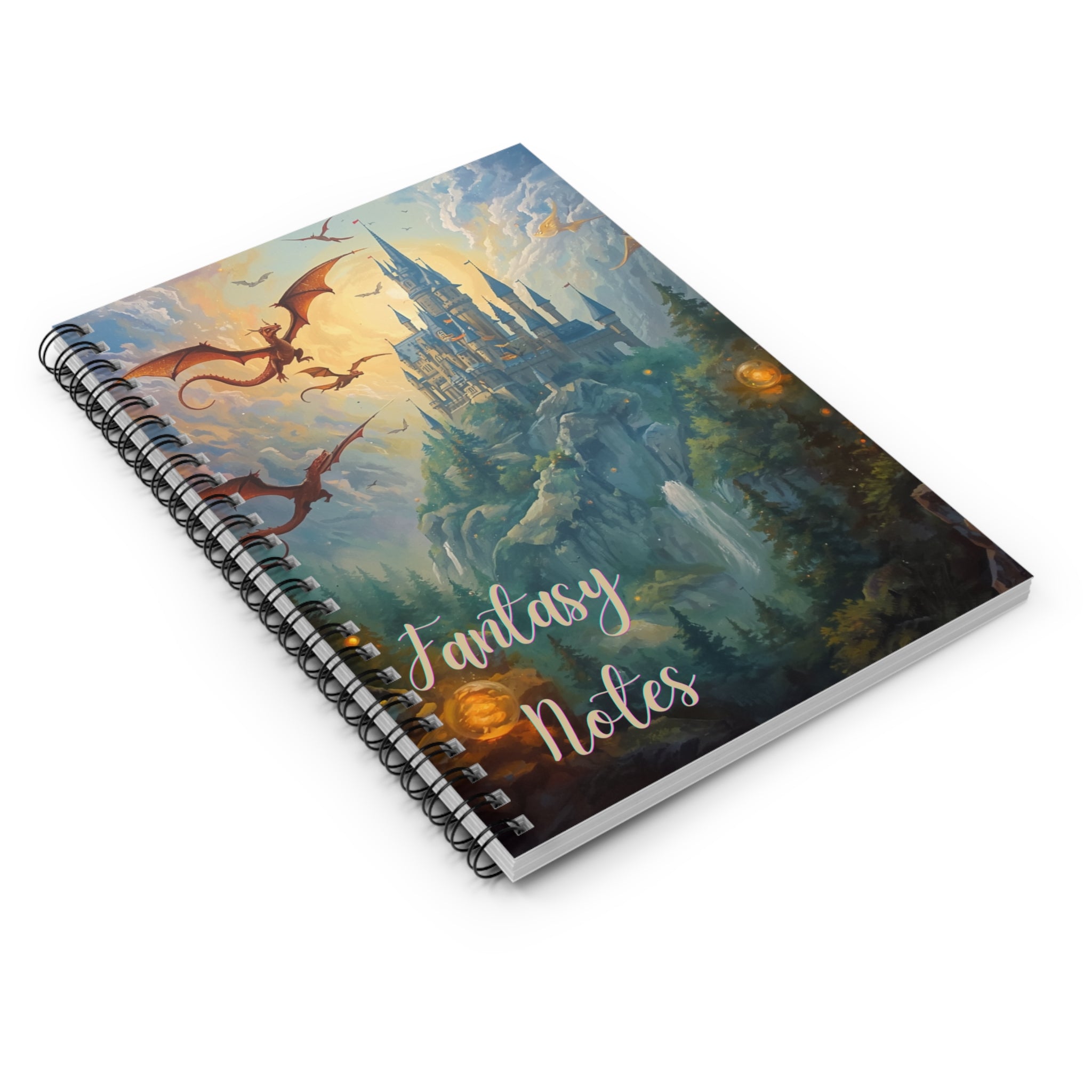 Fantasy Notes Spiral Notebook — Castle & Dragons Ruled Journal