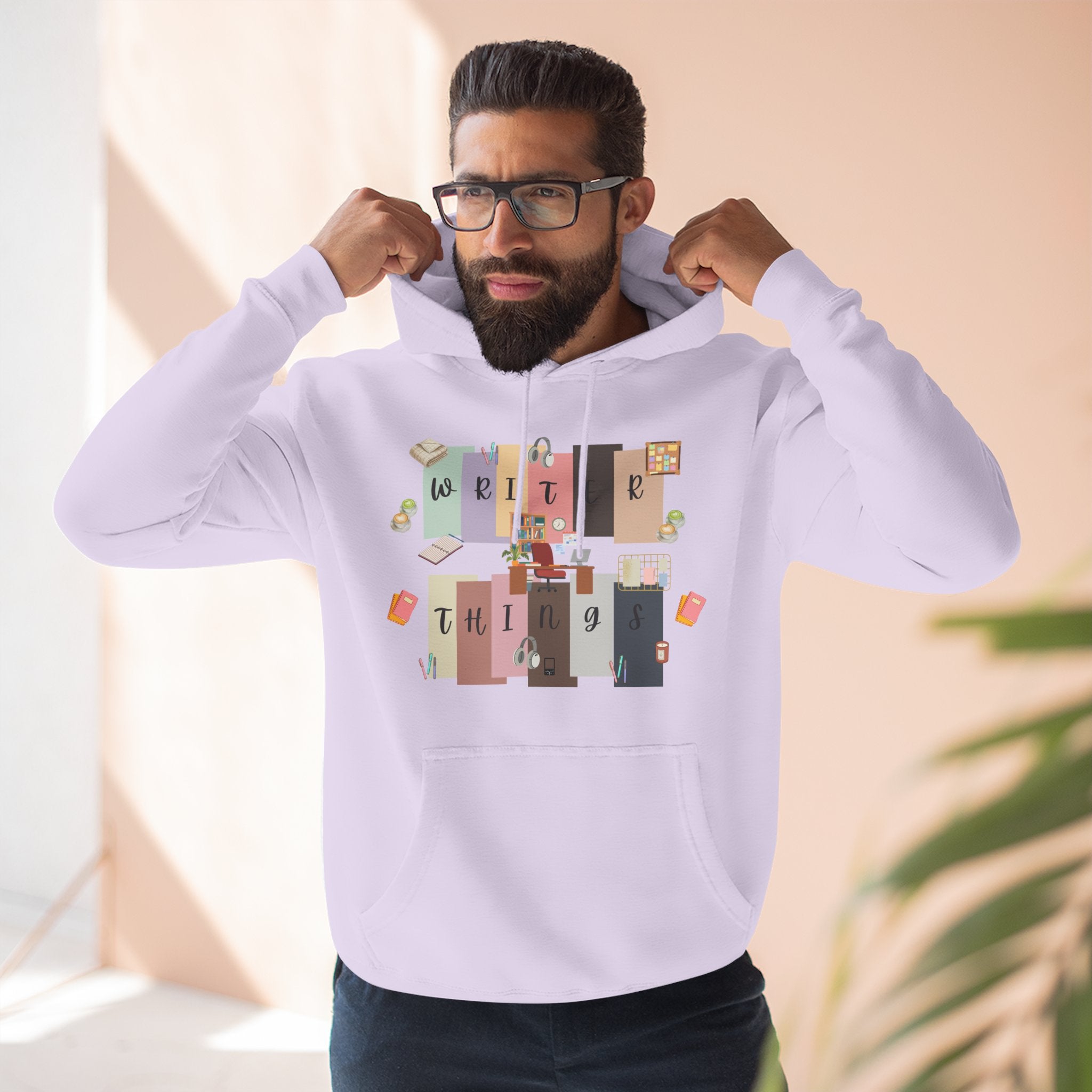 Writer Hoodie — Retro Collage Graphic "Writer Things" Comfort Pullover