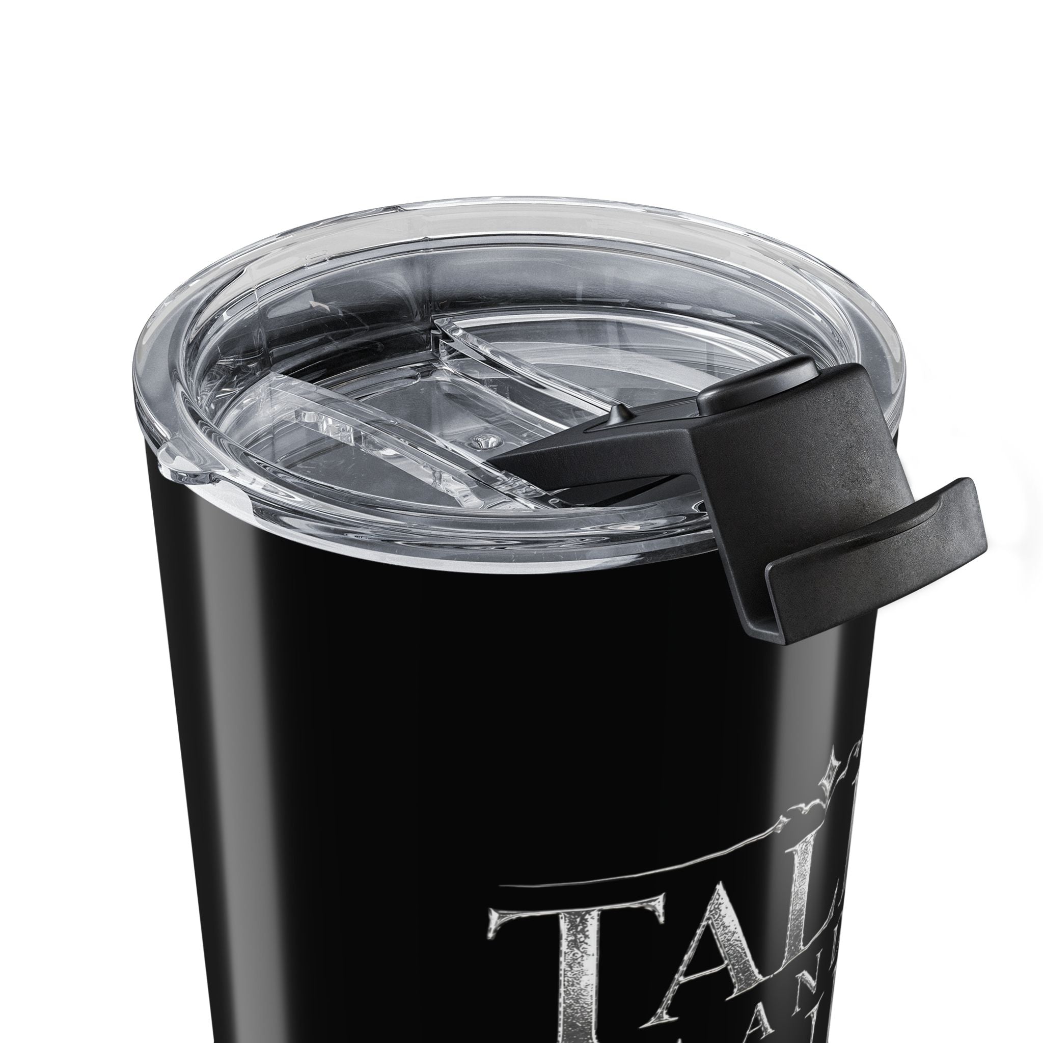 Tumbler — Grey 20oz Insulated Travel Cup with "Tales & Ink" Script