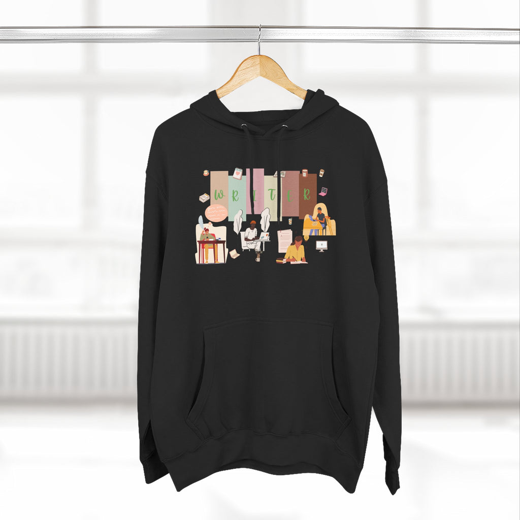 Writer Hoodie — Cozy Typewriter & Notebook Literary Sweatshirt