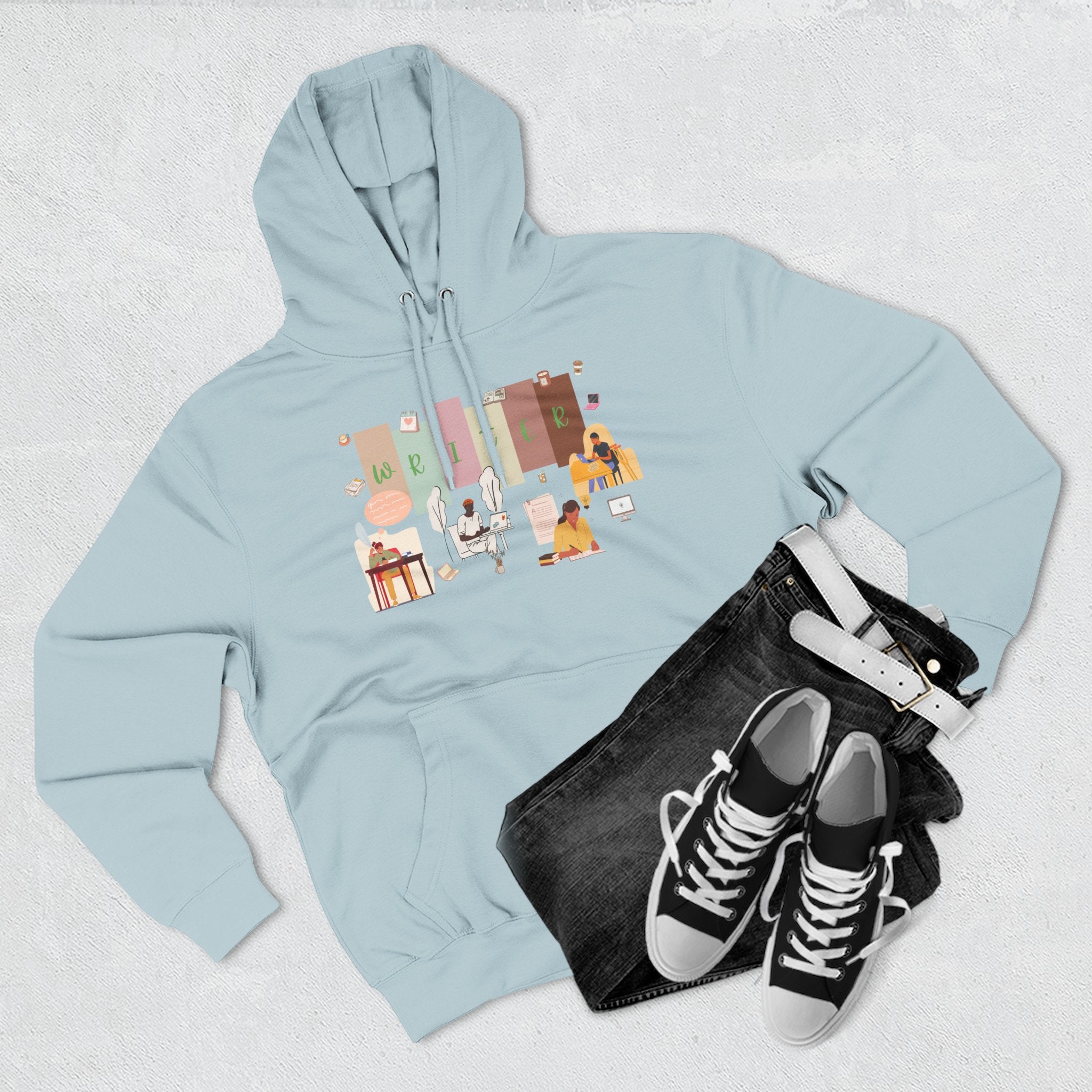 Writer Hoodie — Cozy Typewriter & Notebook Literary Sweatshirt