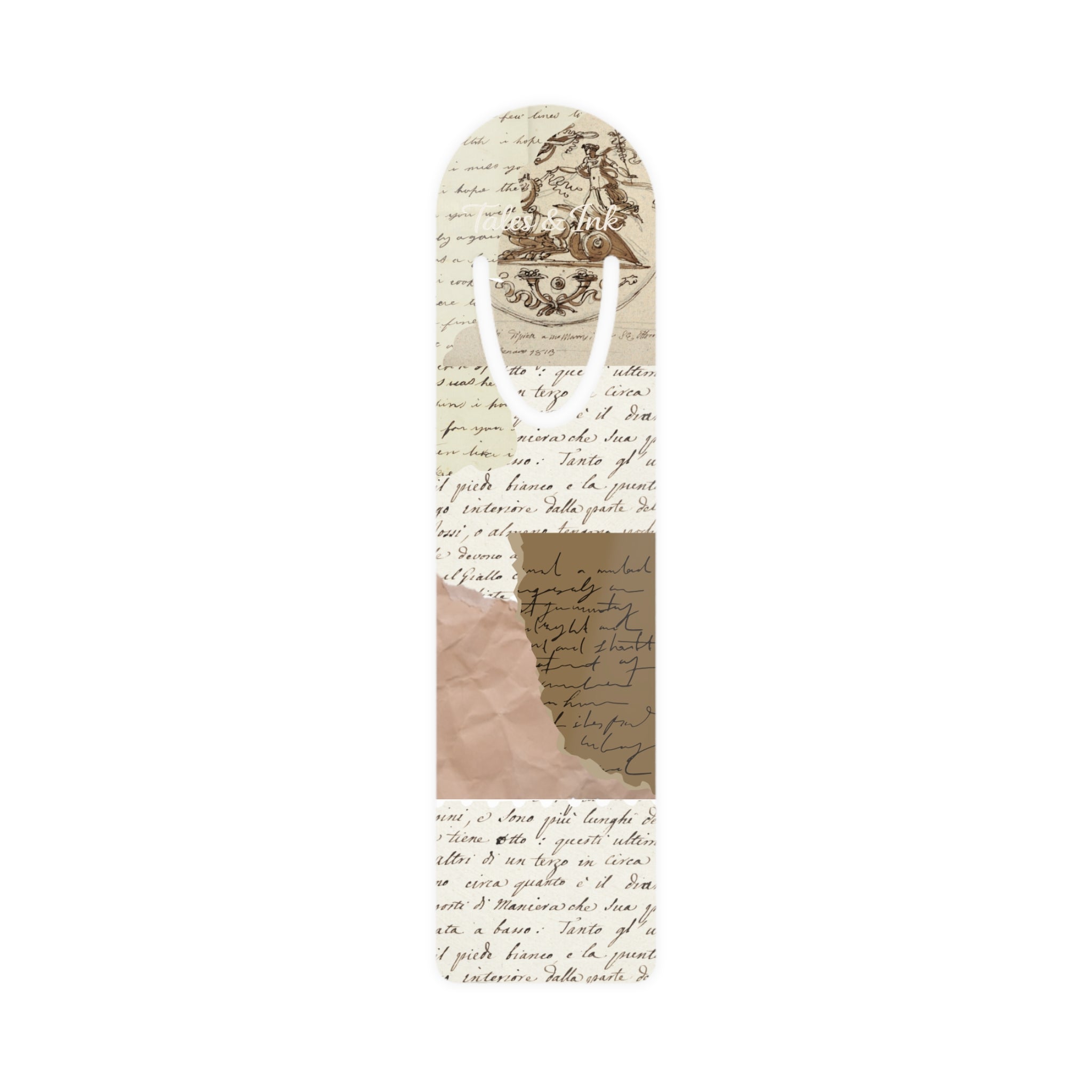 Vintage Script Collage Bookmark — Rustic Literary Page Marker