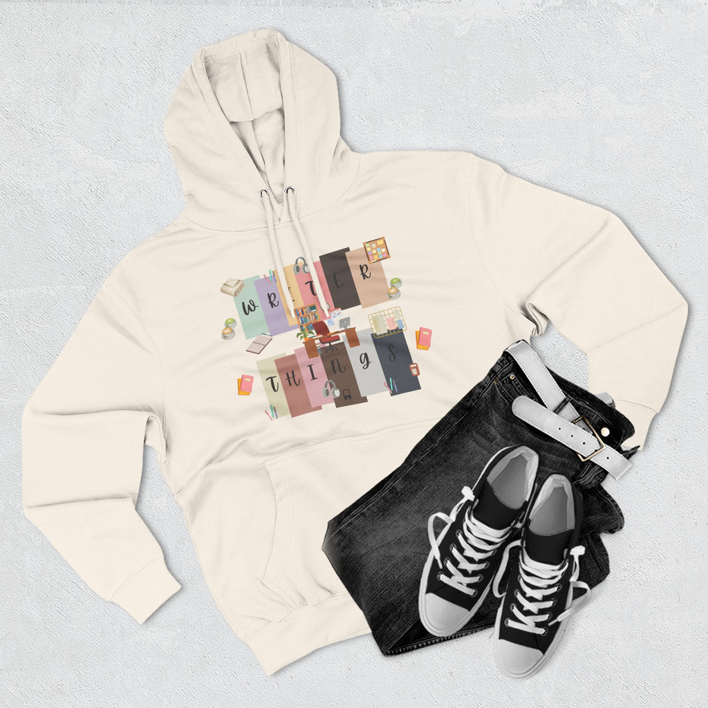 Writer Hoodie — Retro Collage Graphic "Writer Things" Comfort Pullover