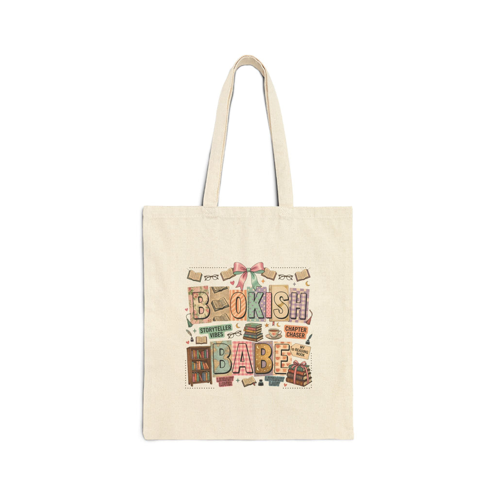 Bookish Babe Tote Bag — Cute Vintage Book Lover Canvas Tote