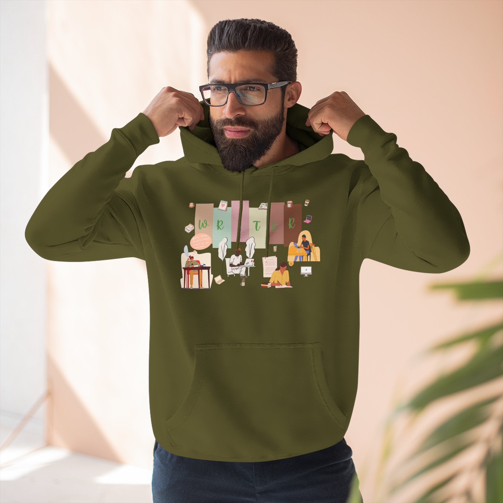Writer Hoodie — Cozy Typewriter & Notebook Literary Sweatshirt