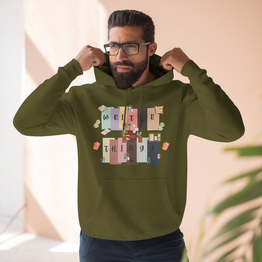 Writer Hoodie — Retro Collage Graphic "Writer Things" Comfort Pullover