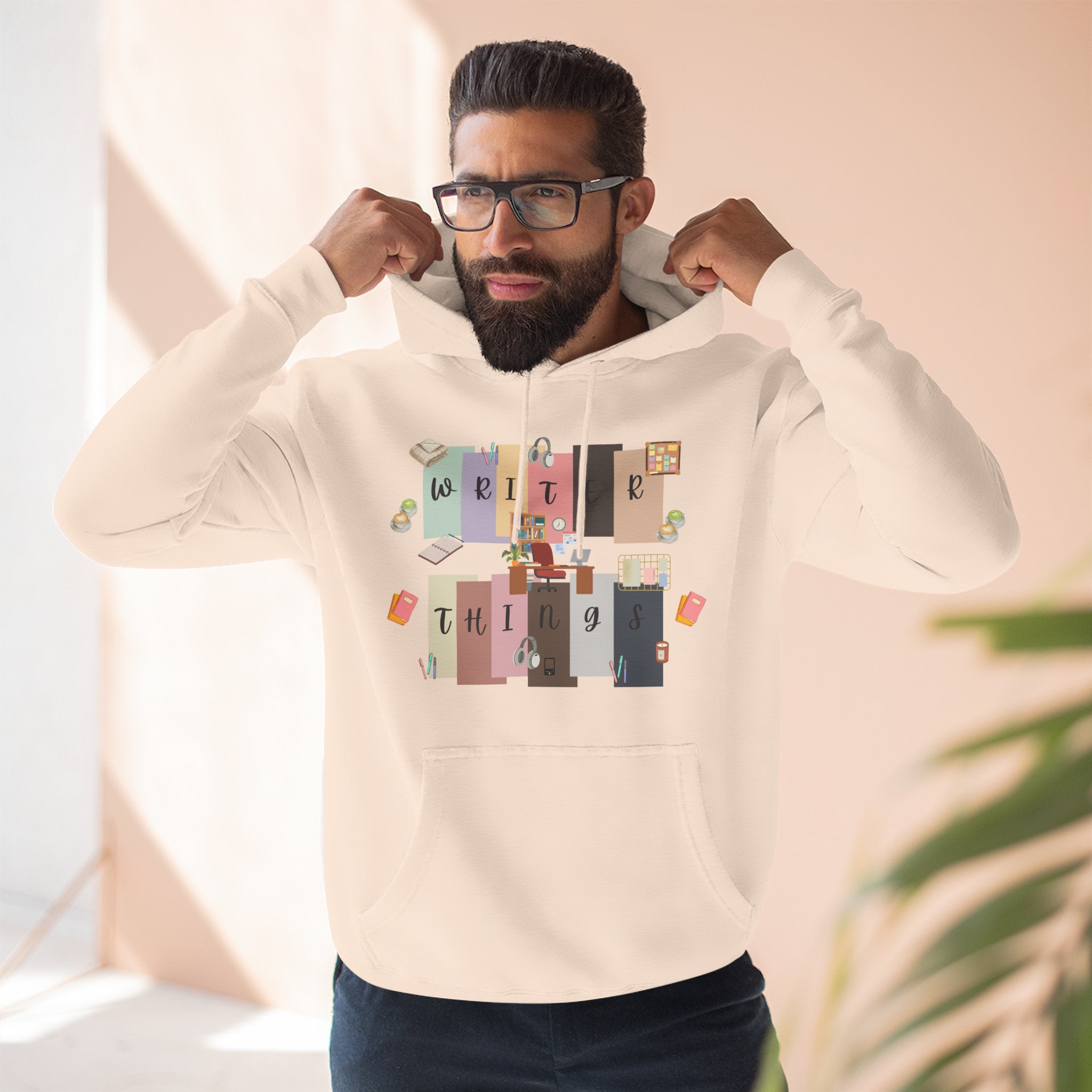 Writer Hoodie — Retro Collage Graphic "Writer Things" Comfort Pullover