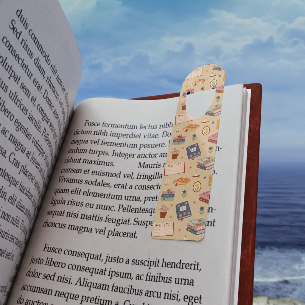 Book Lover Bookmark — Cute Pastel Reading Pattern with Books & Journals