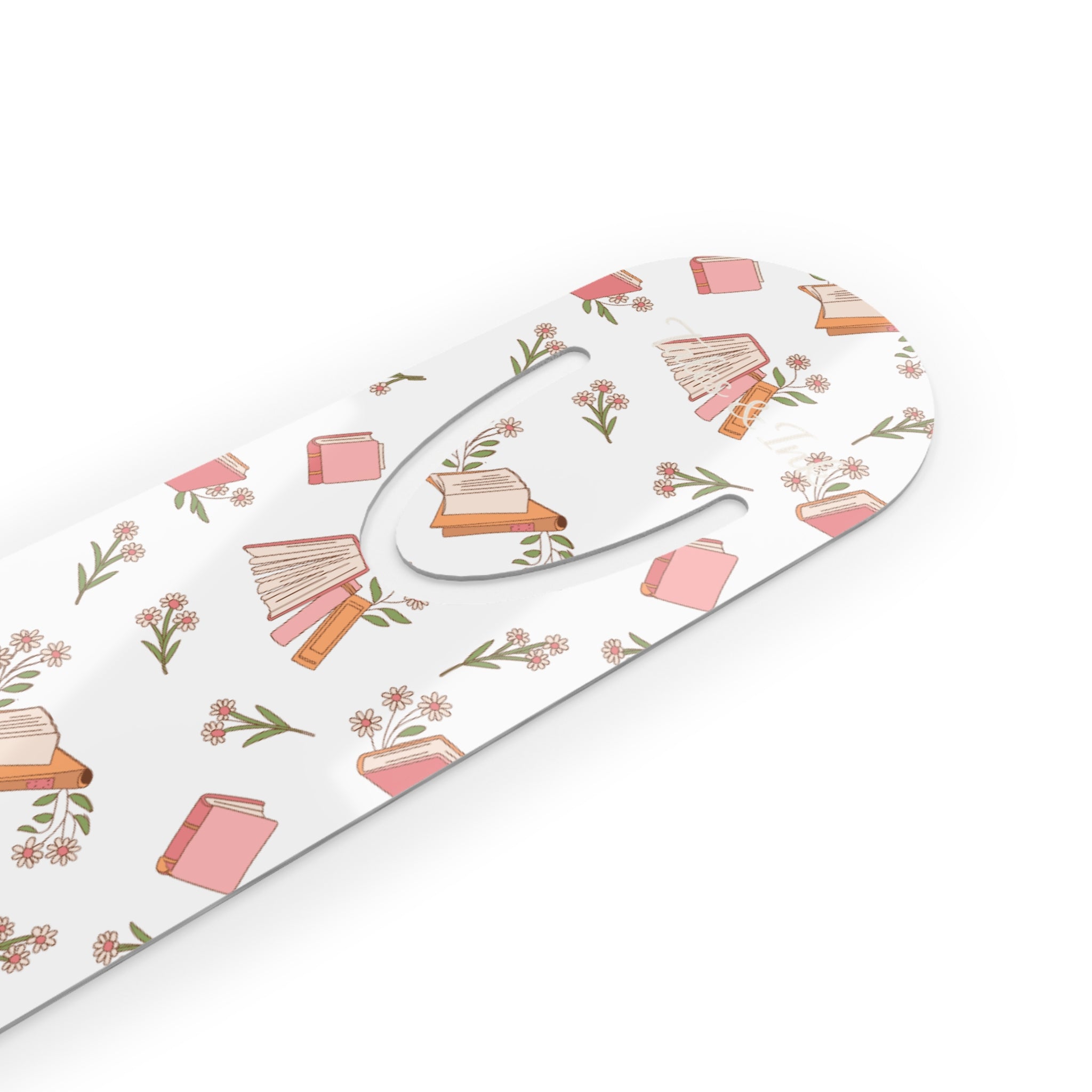 Floral Books & Tea Slim Bookmark — Cute Pastel Reading Gift