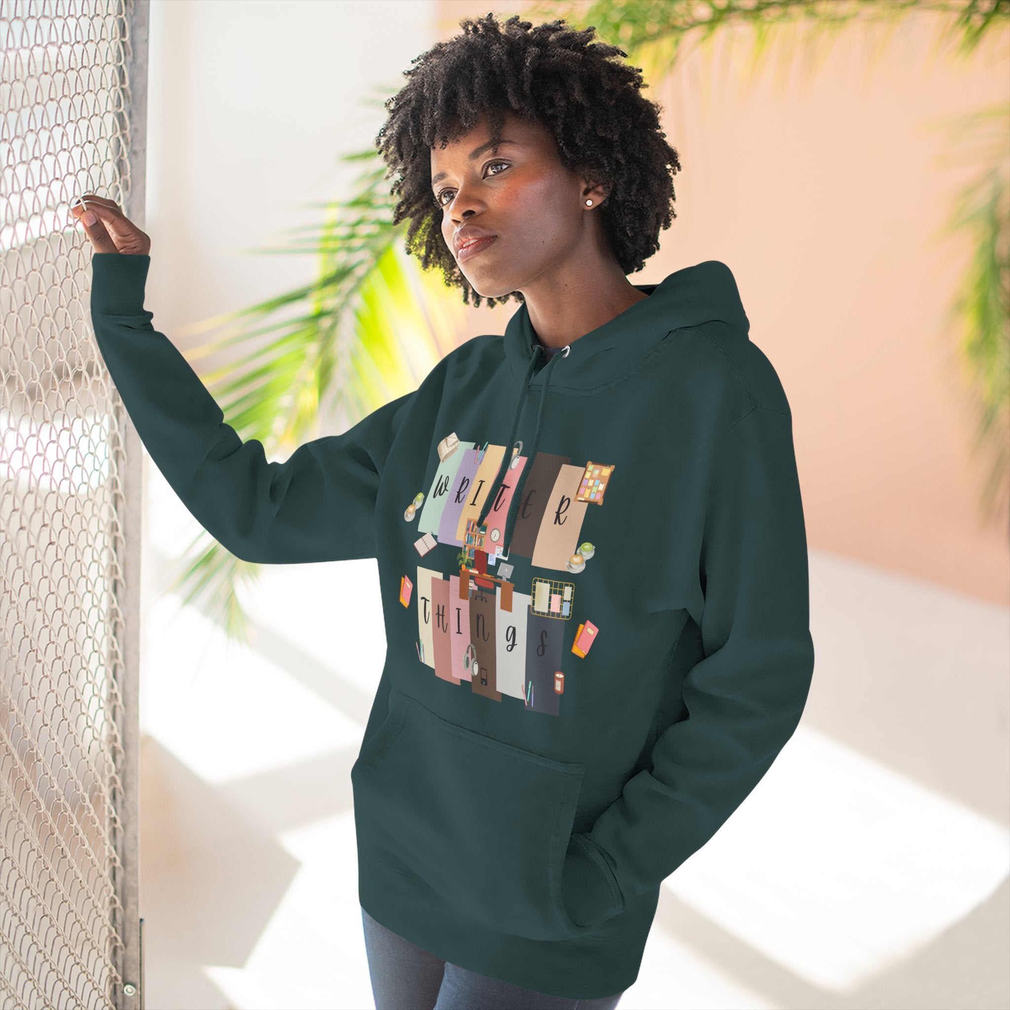 Writer Hoodie — Retro Collage Graphic "Writer Things" Comfort Pullover