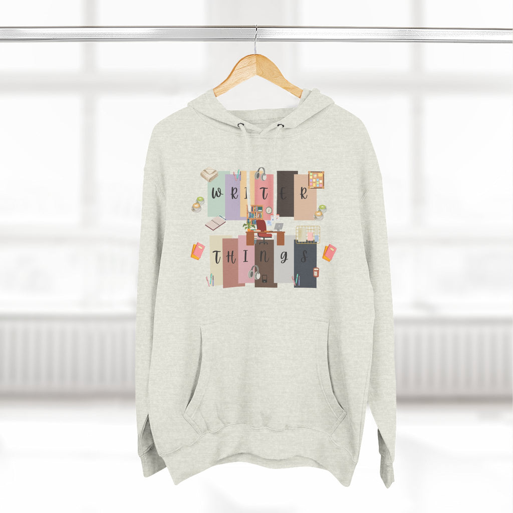 Writer Hoodie — Retro Collage Graphic "Writer Things" Comfort Pullover